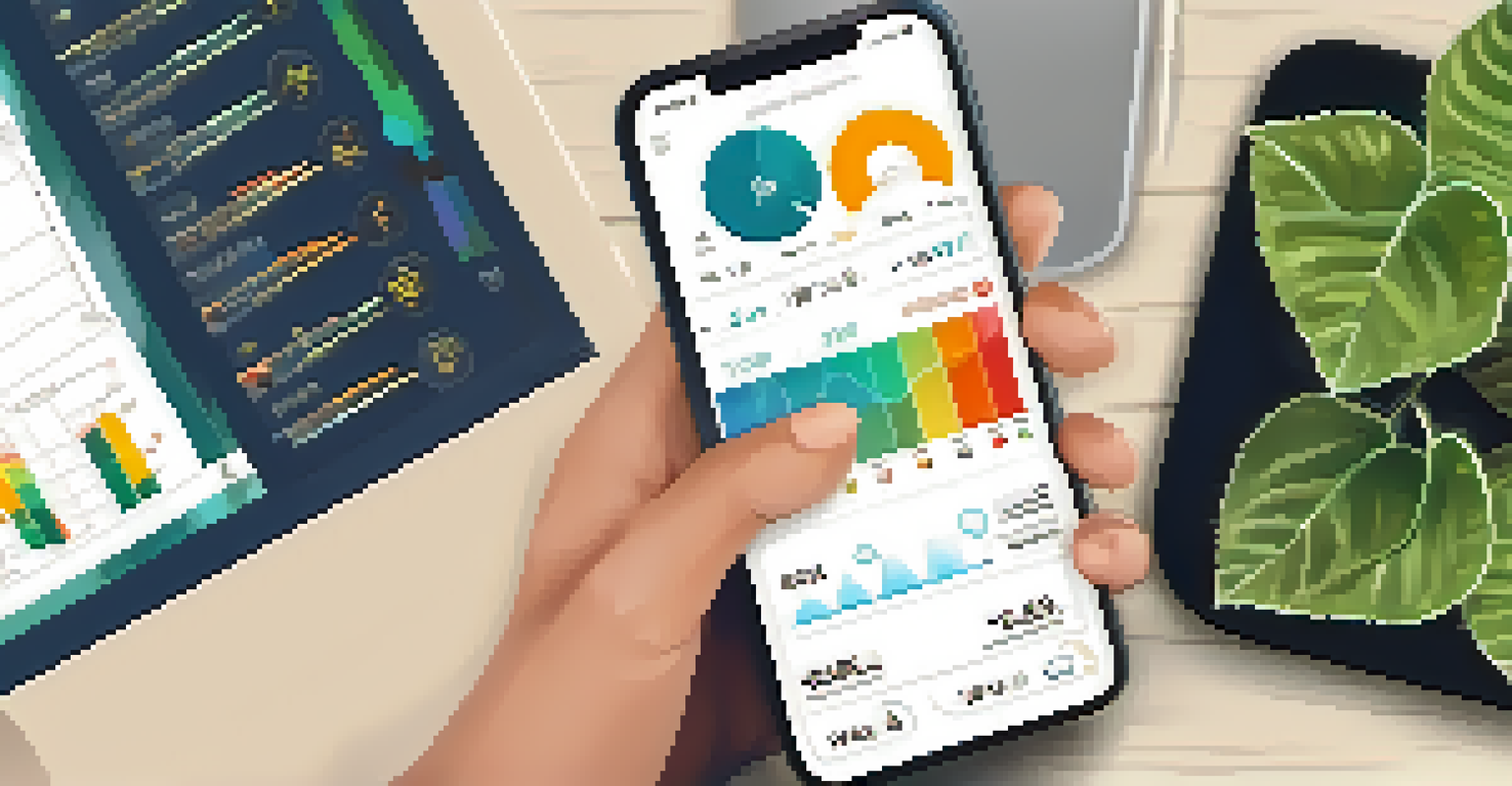 A close-up of a hand holding a smartphone with a DeFi app interface, set in a modern workspace with warm lighting.