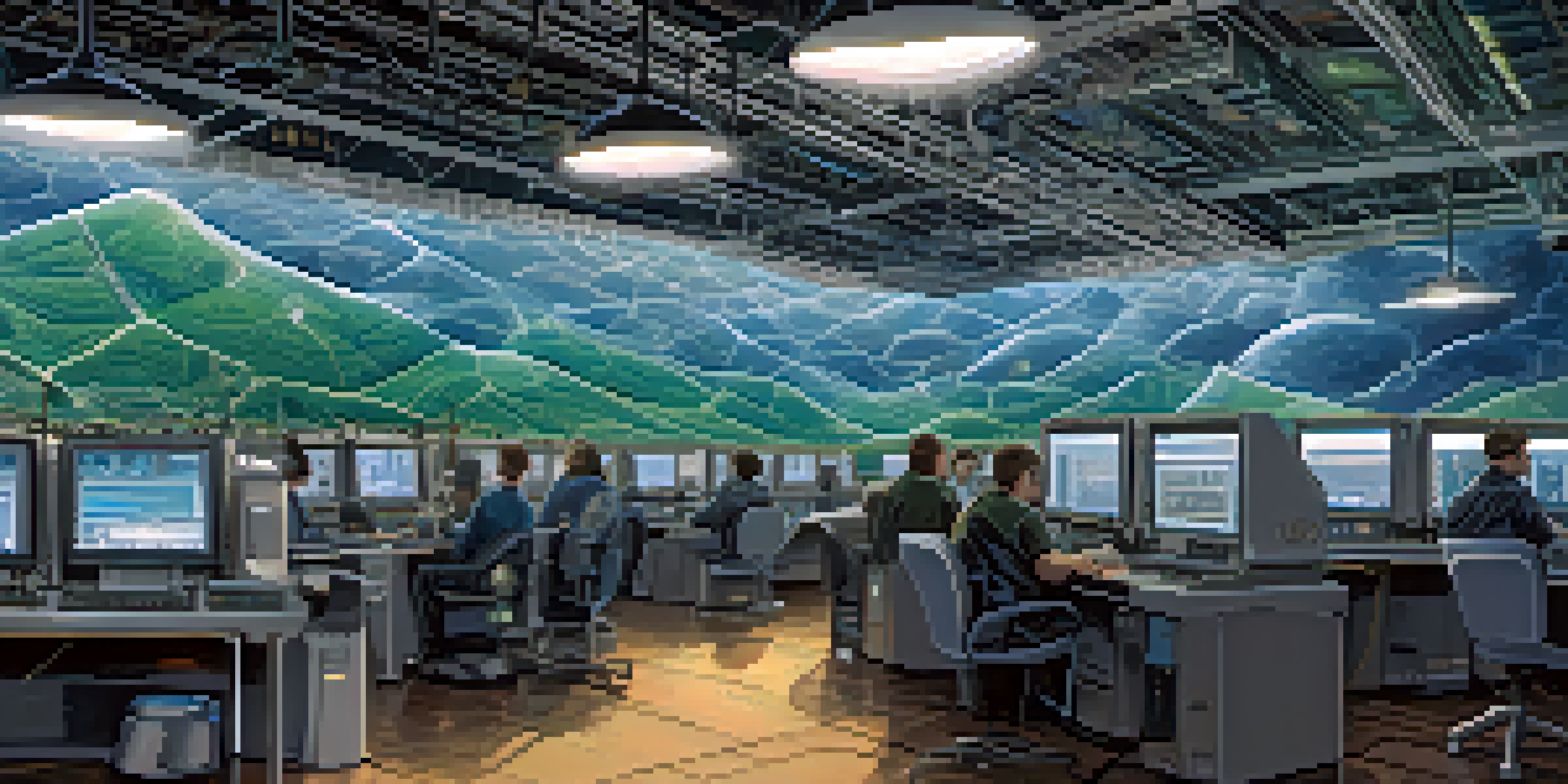 An illustration contrasting Proof-of-Work with a busy mining facility and Proof-of-Stake represented by serene validators.