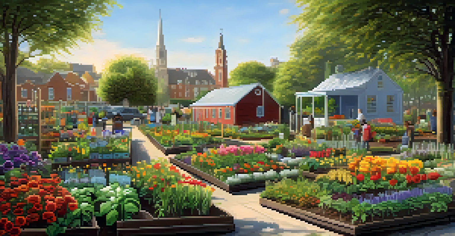 A community garden filled with diverse plants and flowers labeled with token names, under a bright sunny sky.