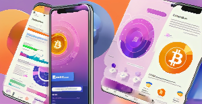 A colorful Instagram feed filled with cryptocurrency infographics, charts, and memes displayed on a mock smartphone.