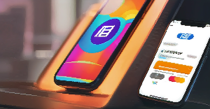 A smartphone displaying the Dash cryptocurrency logo in a modern workspace.