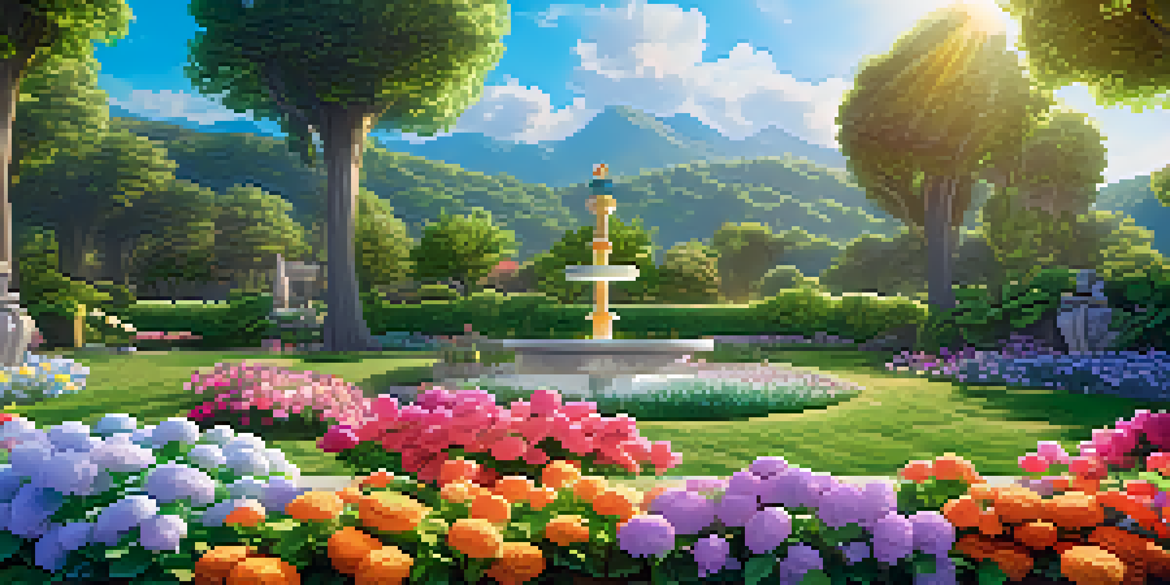 A vibrant garden with cryptocurrency coins growing like flowers, bathed in warm sunlight and surrounded by lush greenery.