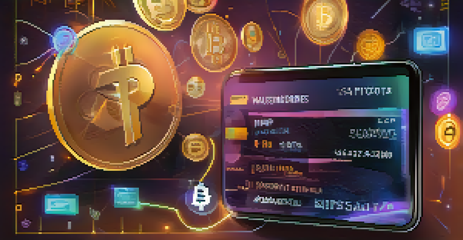 Close-up of a digital wallet interface showing cryptocurrencies and transaction details with glowing elements.