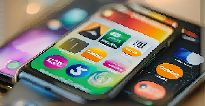 A smartphone displaying a digital wallet interface with various cryptocurrency icons and transaction details, set against a softly blurred background.