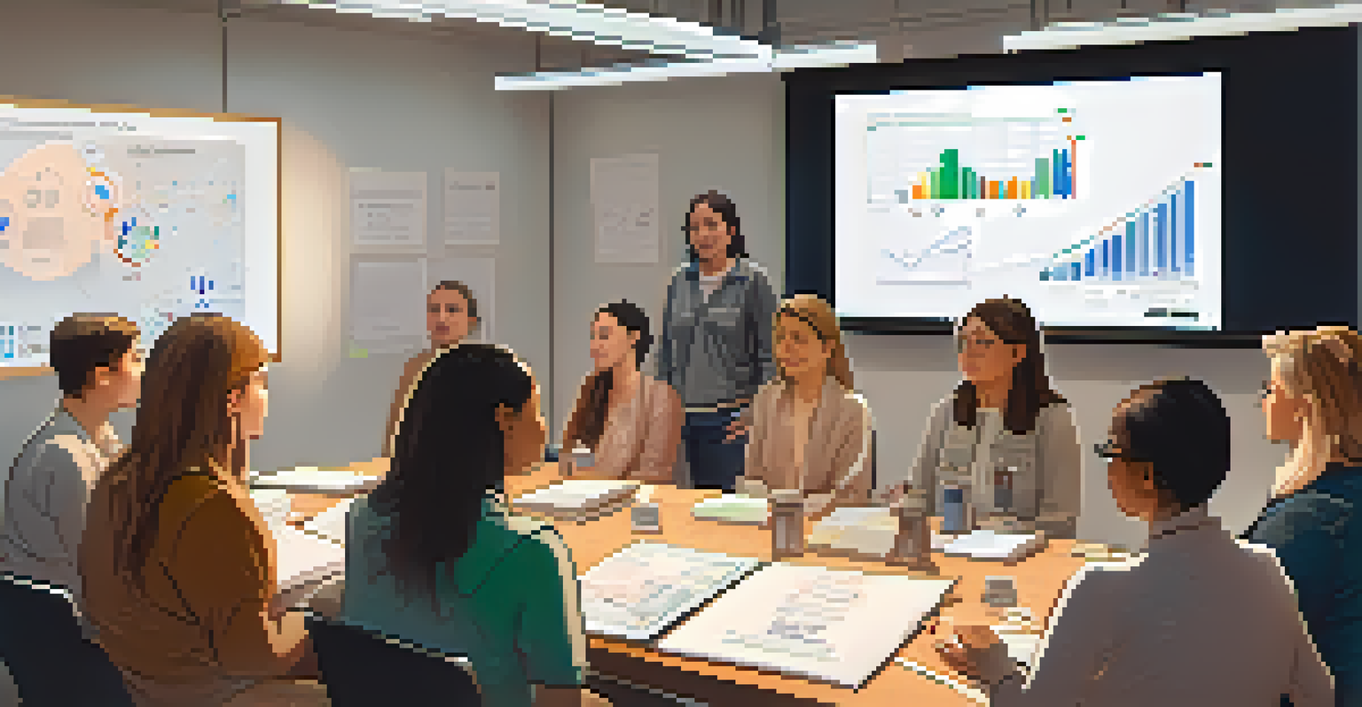 Women participating in a cryptocurrency workshop, listening to a speaker with educational materials around.