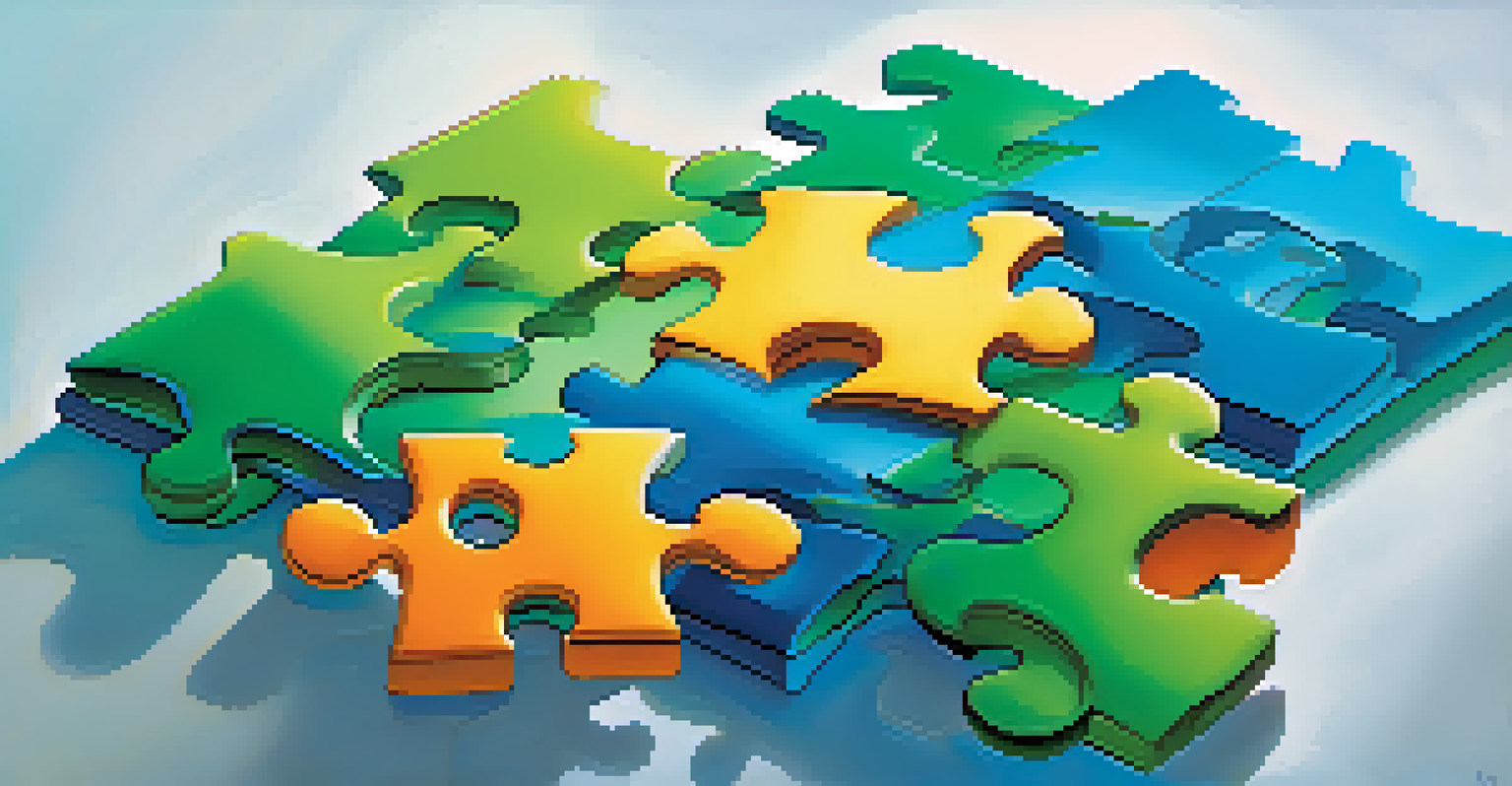 An abstract image of colorful puzzle pieces fitting together, representing interoperability and scalability, set against a gradient background.