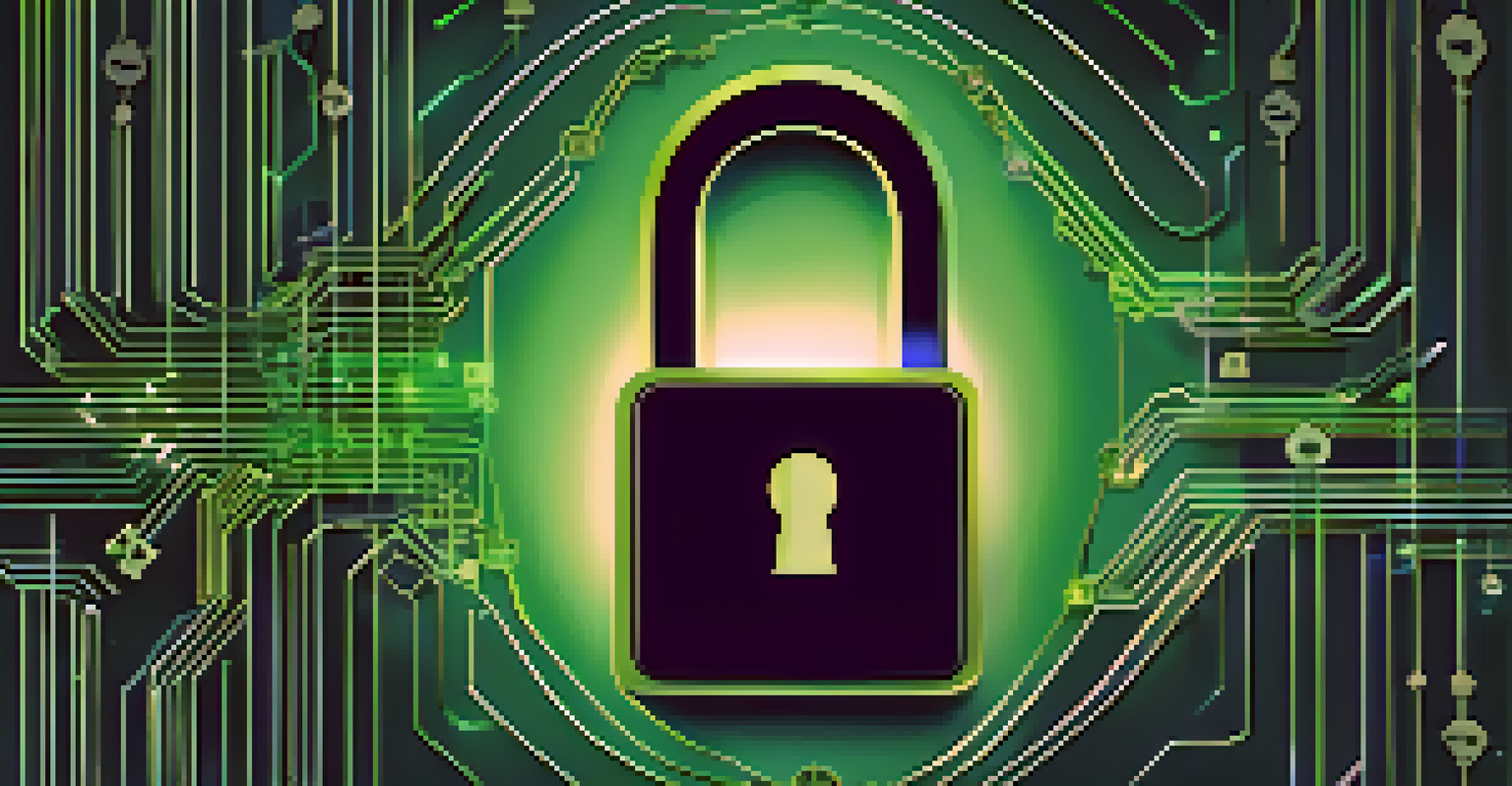 An abstract image symbolizing privacy in cryptocurrency with locks and blockchain elements.
