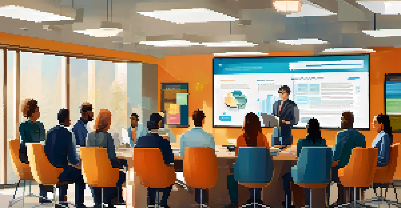 A diverse group of employees in a training session about digital asset security around a conference table.