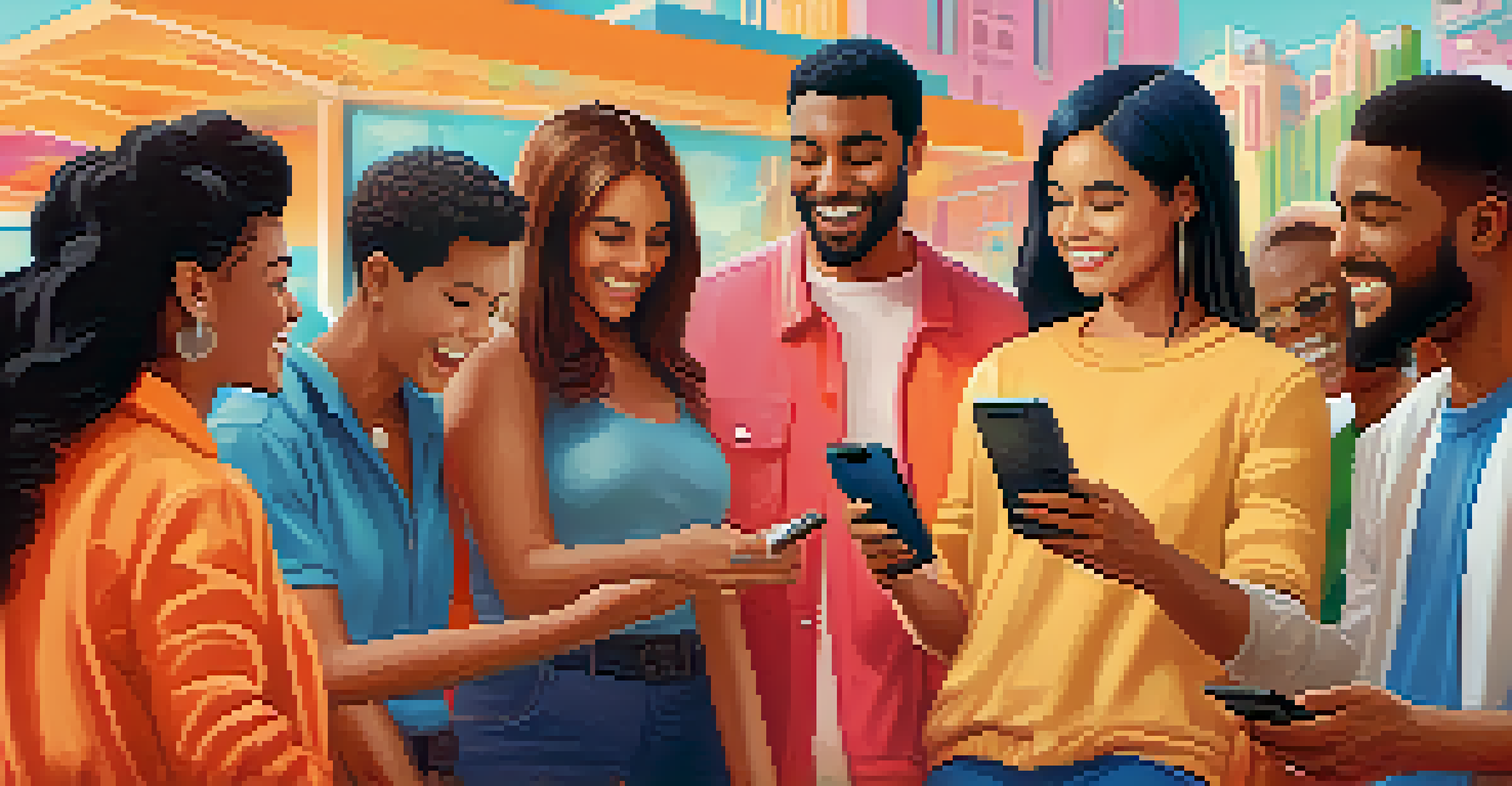 A diverse group of people using a smartphone with a cryptocurrency wallet, showcasing inclusivity and accessibility.