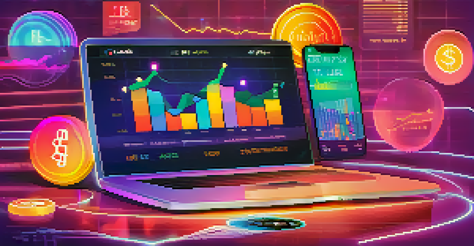 A digital wallet interface showcasing liquidity pool tokens with colorful graphs and charts in the background.