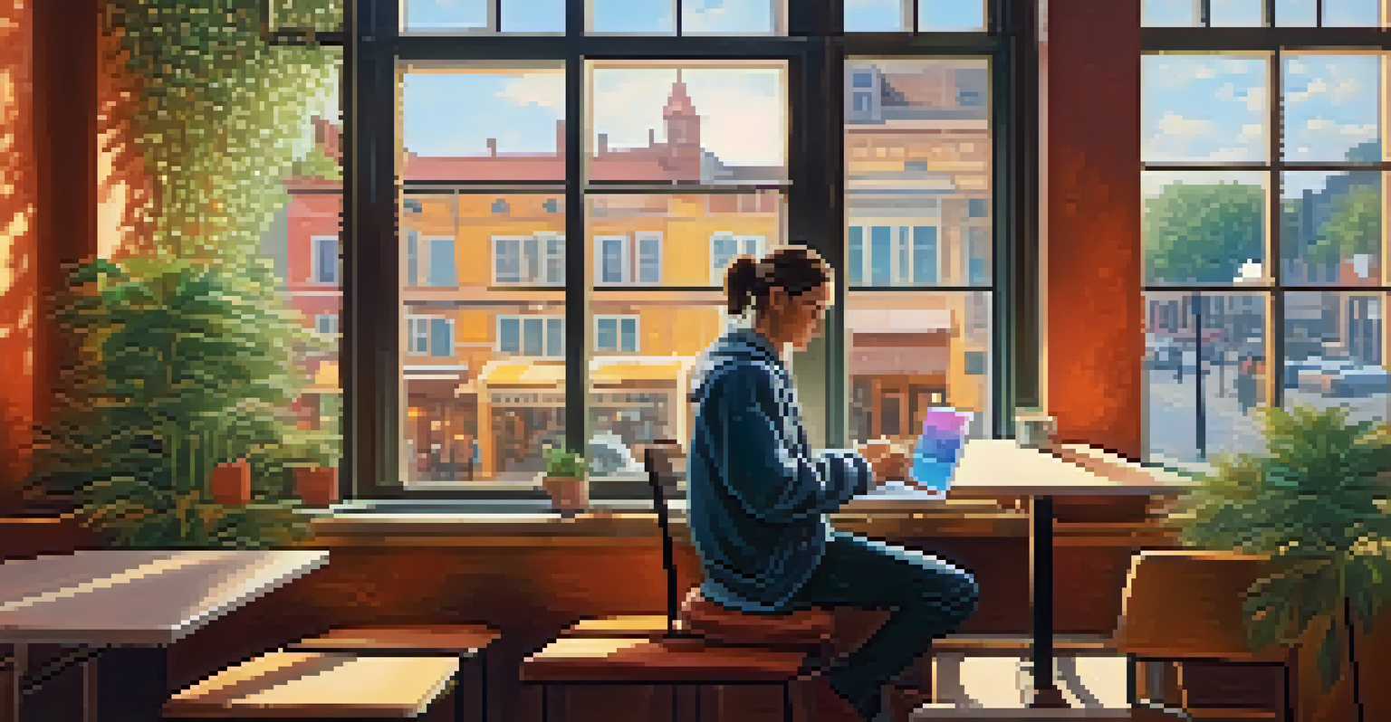 A person using a laptop in a café, focusing on a privacy coin transaction.