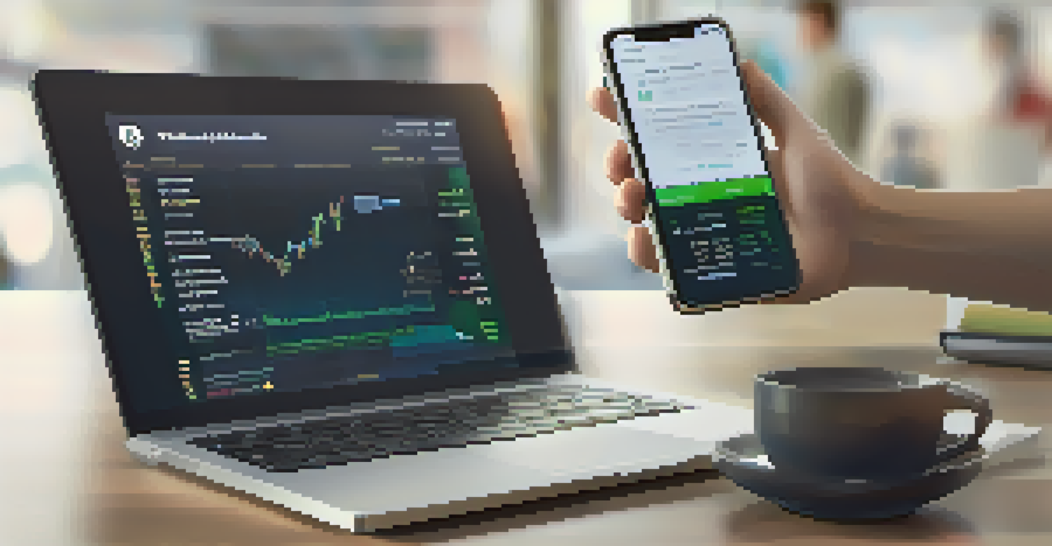 A close-up of a hand holding a smartphone displaying a cryptocurrency wallet app with a blurred workspace in the background.