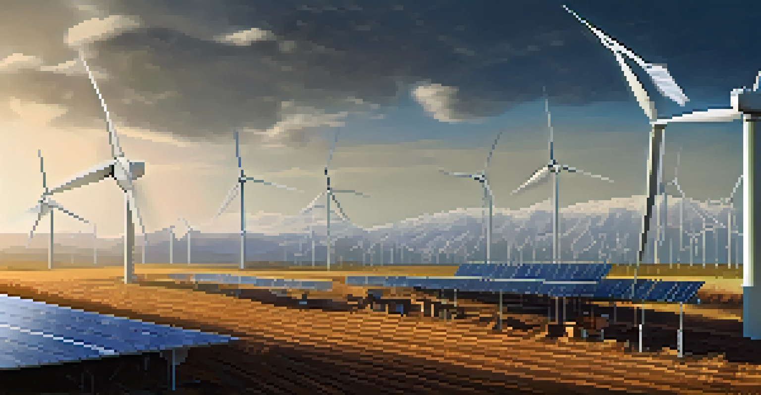 Illustration showing the balance between cryptocurrency mining and renewable energy sources.