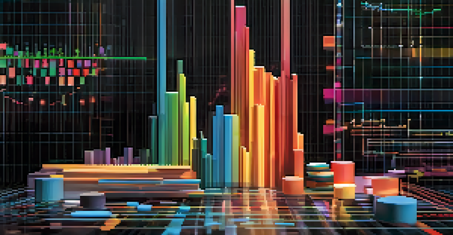An abstract image depicting graphs and numbers related to trading data against a dark, futuristic backdrop.