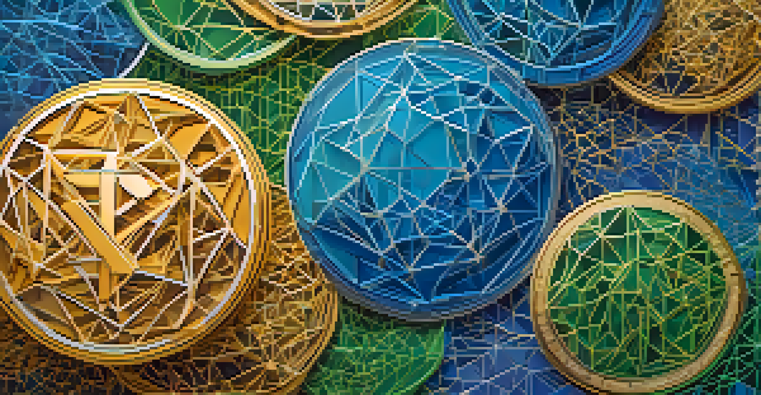 An abstract illustration of cryptocurrencies as interconnected nodes in a digital network, with vibrant colors representing innovation.