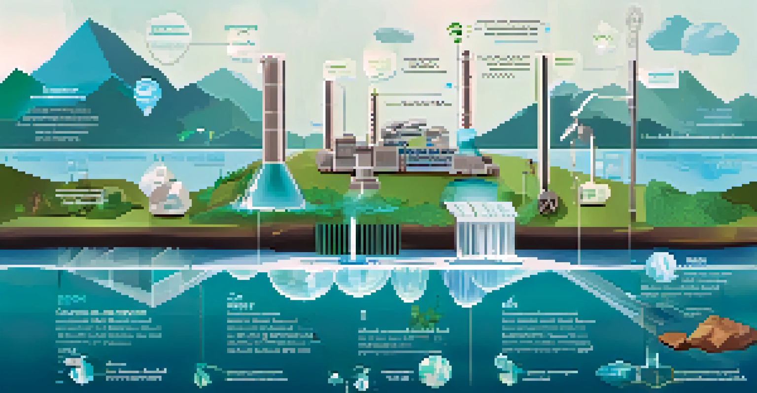 An infographic showing water usage in cryptocurrency mining, with visuals of mining rigs and water conservation.