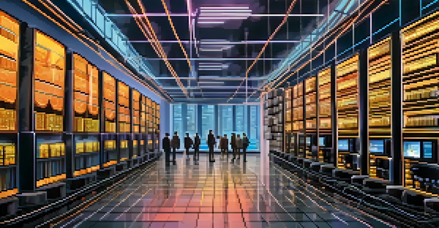 A visual comparison of energy consumption between a modern bank and a cryptocurrency mining farm, showcasing their distinct structures.