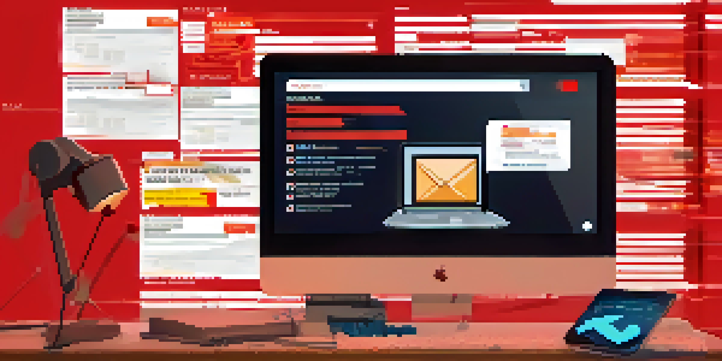 A computer screen displaying a phishing email alert with a fake cryptocurrency website. A hand is hovering over the mouse, indicating hesitation.