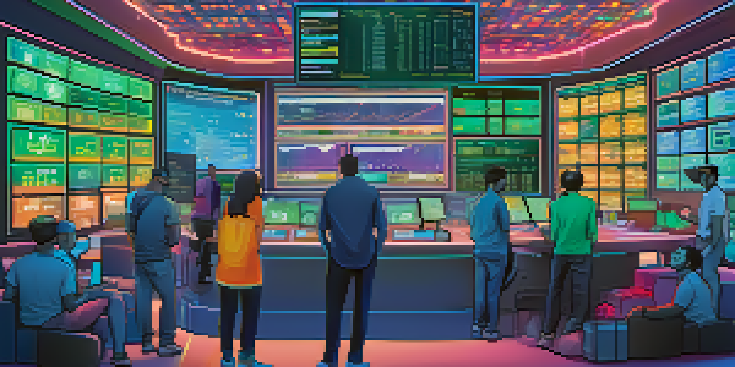 A colorful decentralized exchange interface showing cryptocurrencies and trading activities with diverse users.