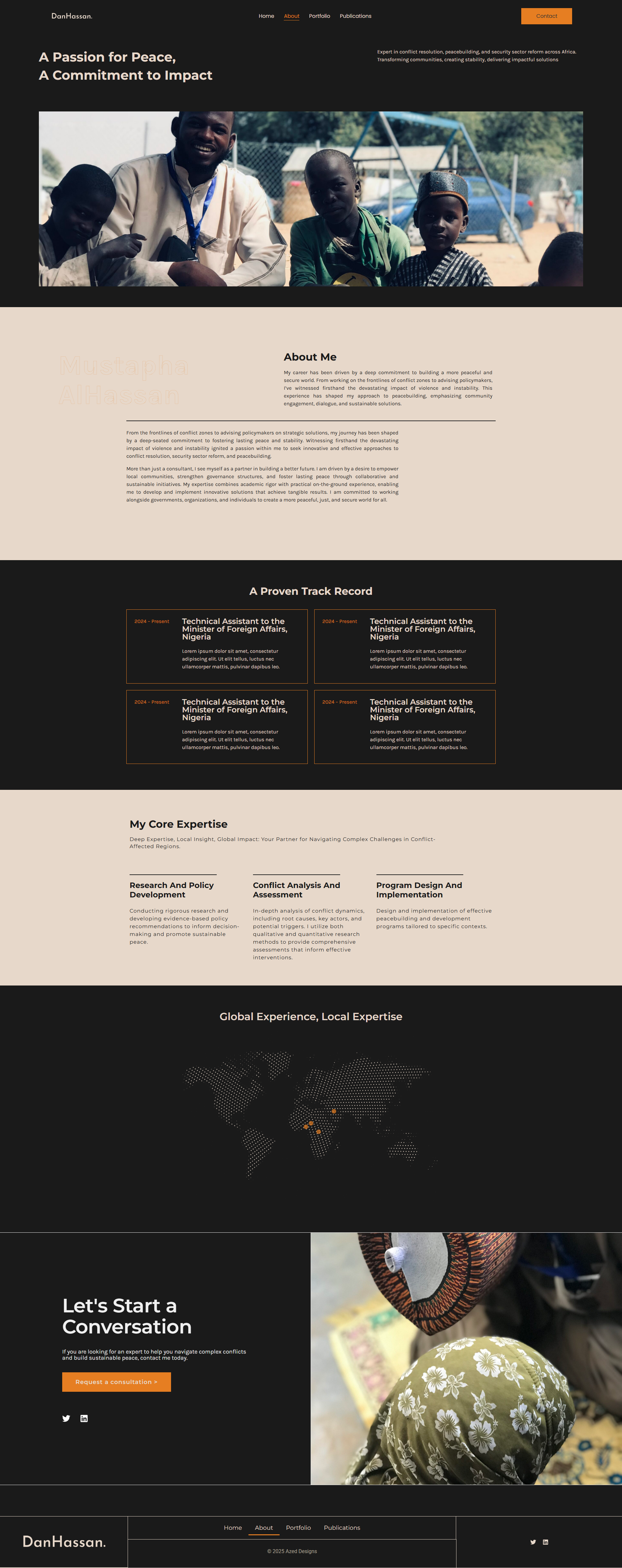 Biographical timeline showcasing professional milestones