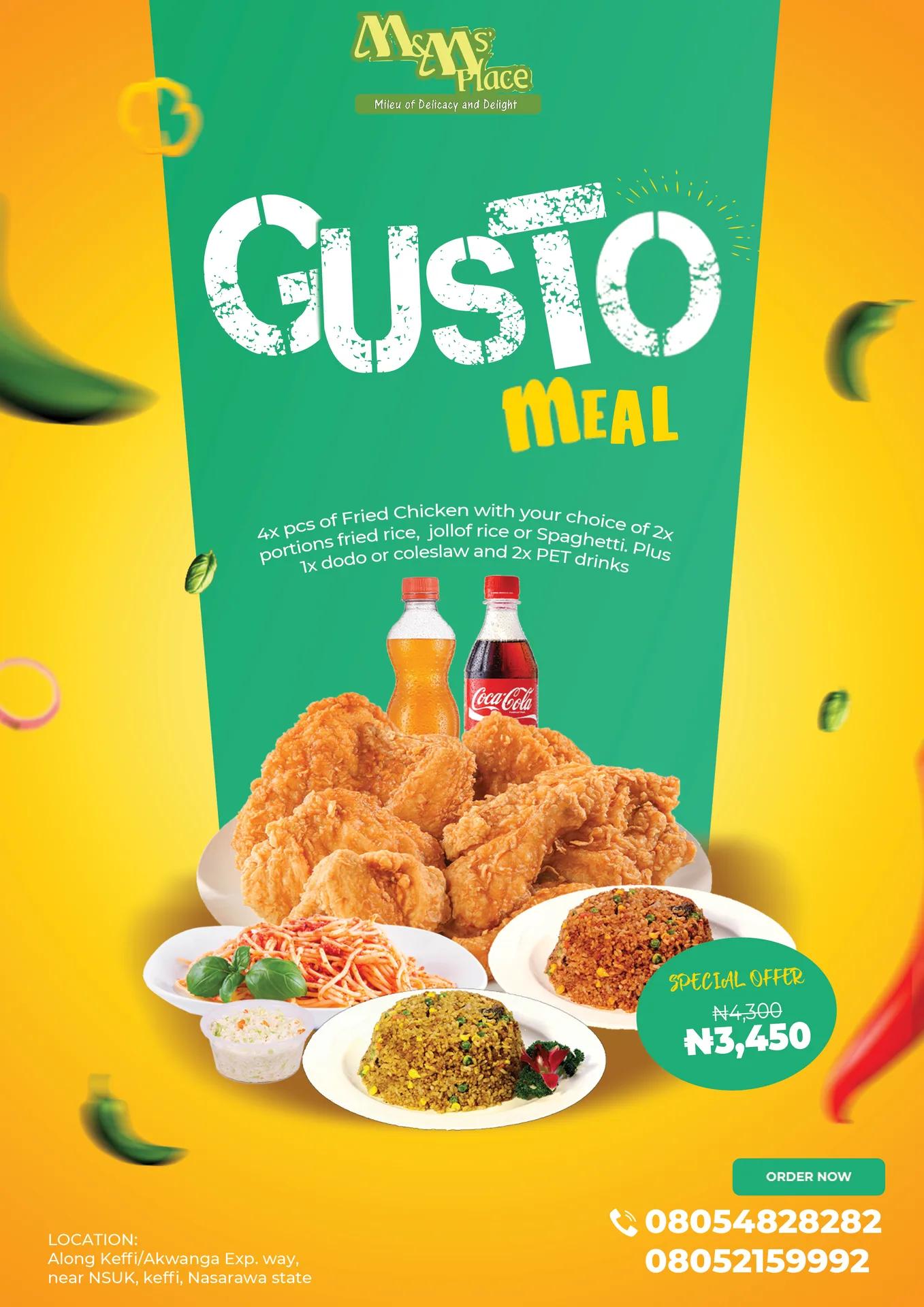 Gusto meal promotional poster design