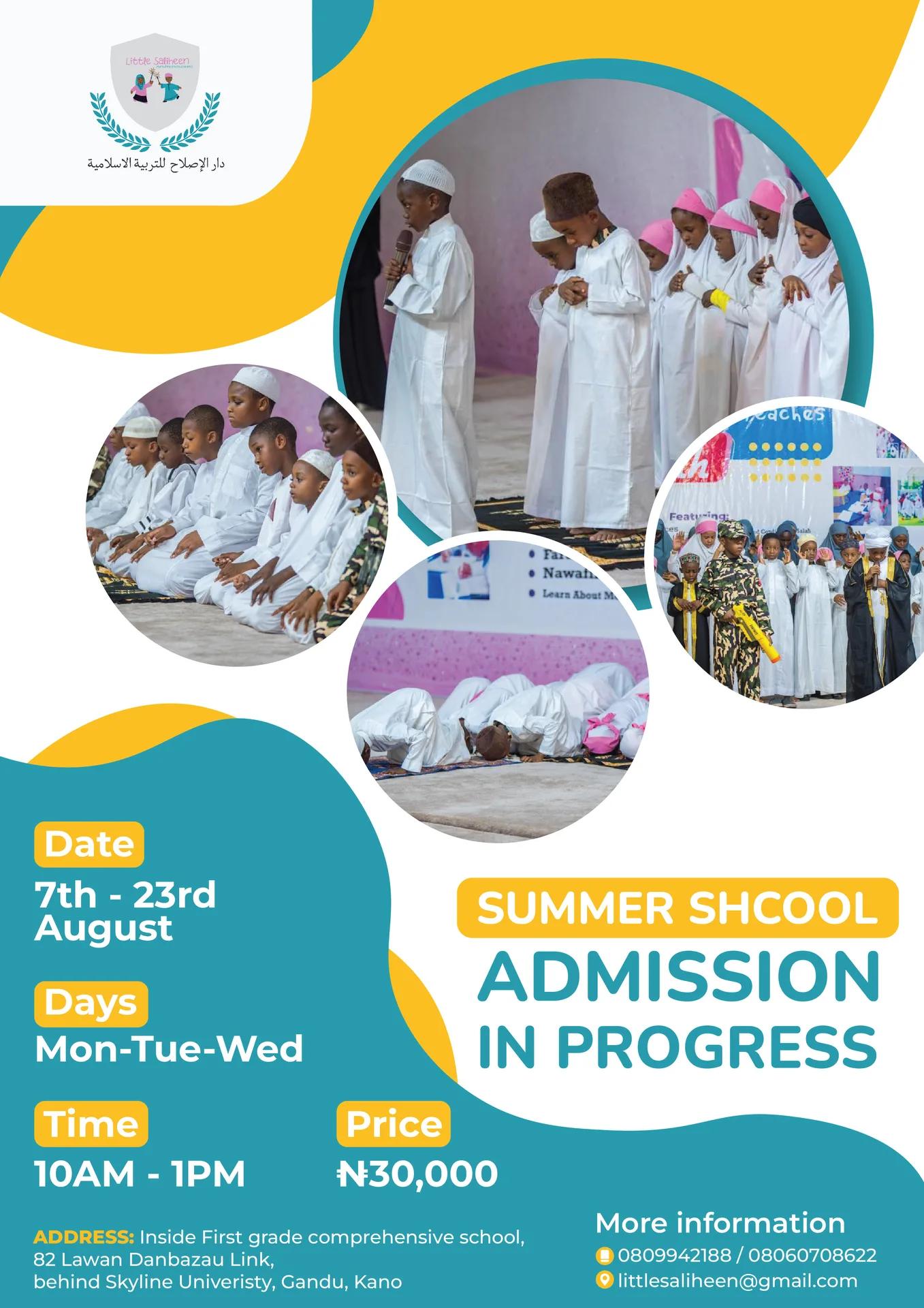 Vibrant school admissions flyer showing curricular highlights