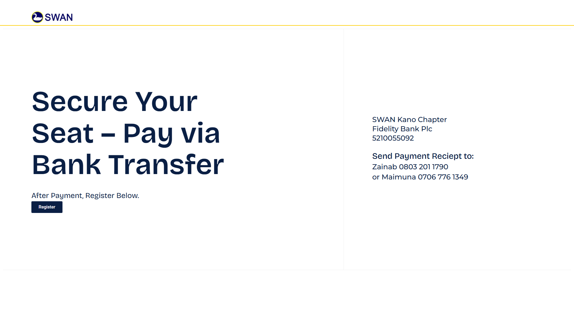 User conference ticketing details page
