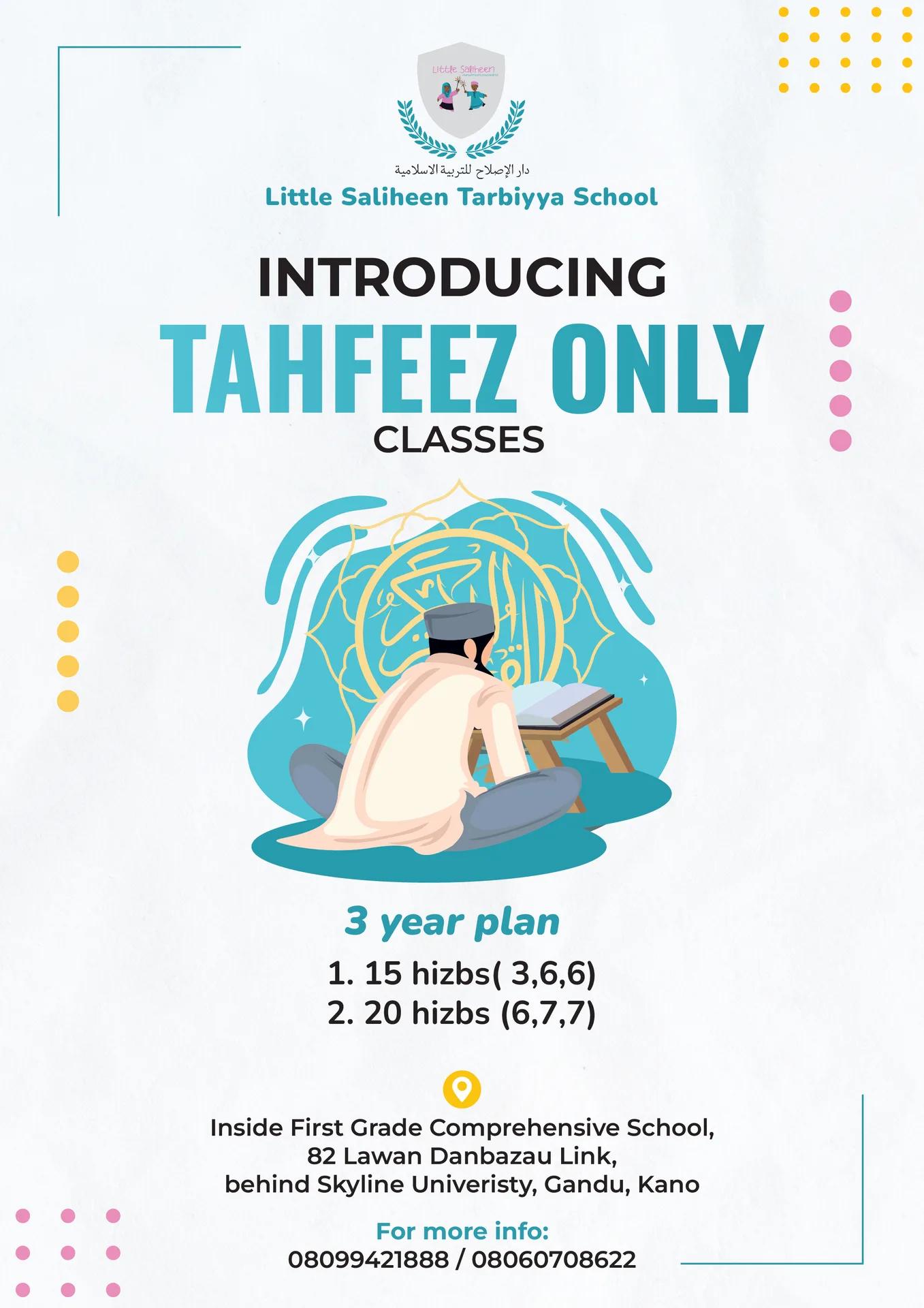 Clean Qur'an classes print flyer outlining levels
