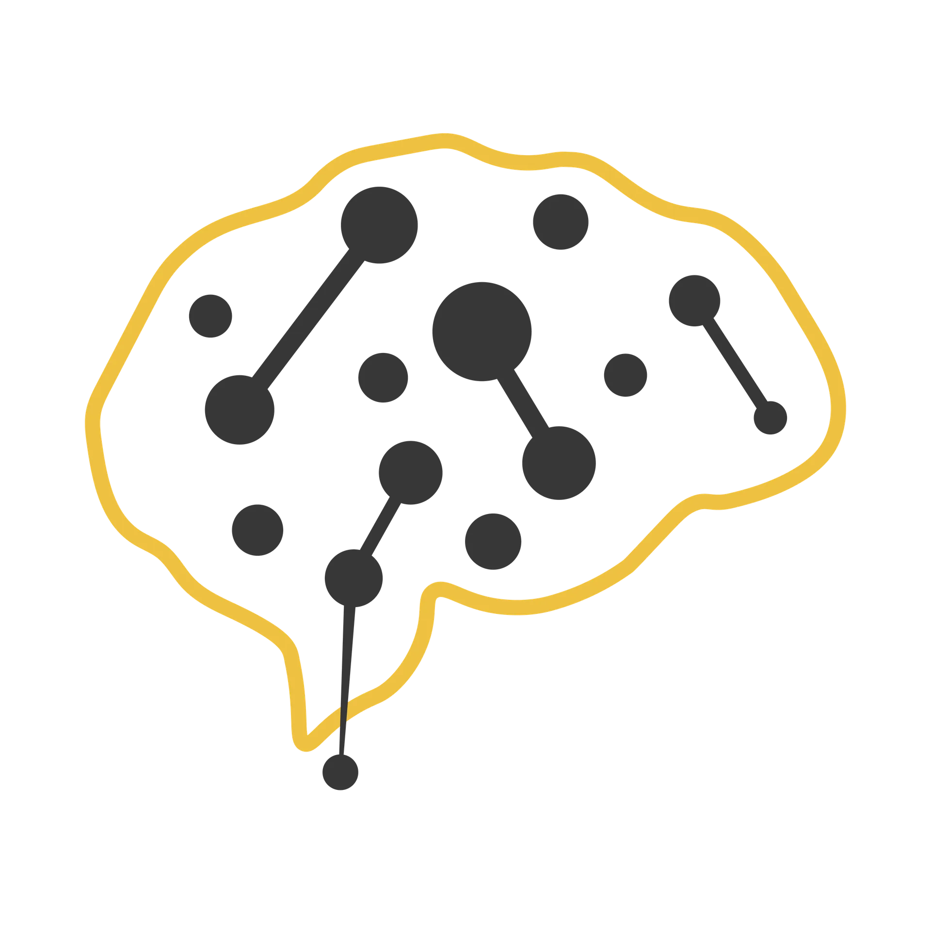 Standalone Brandmark symbol representing complex circuits and data keys