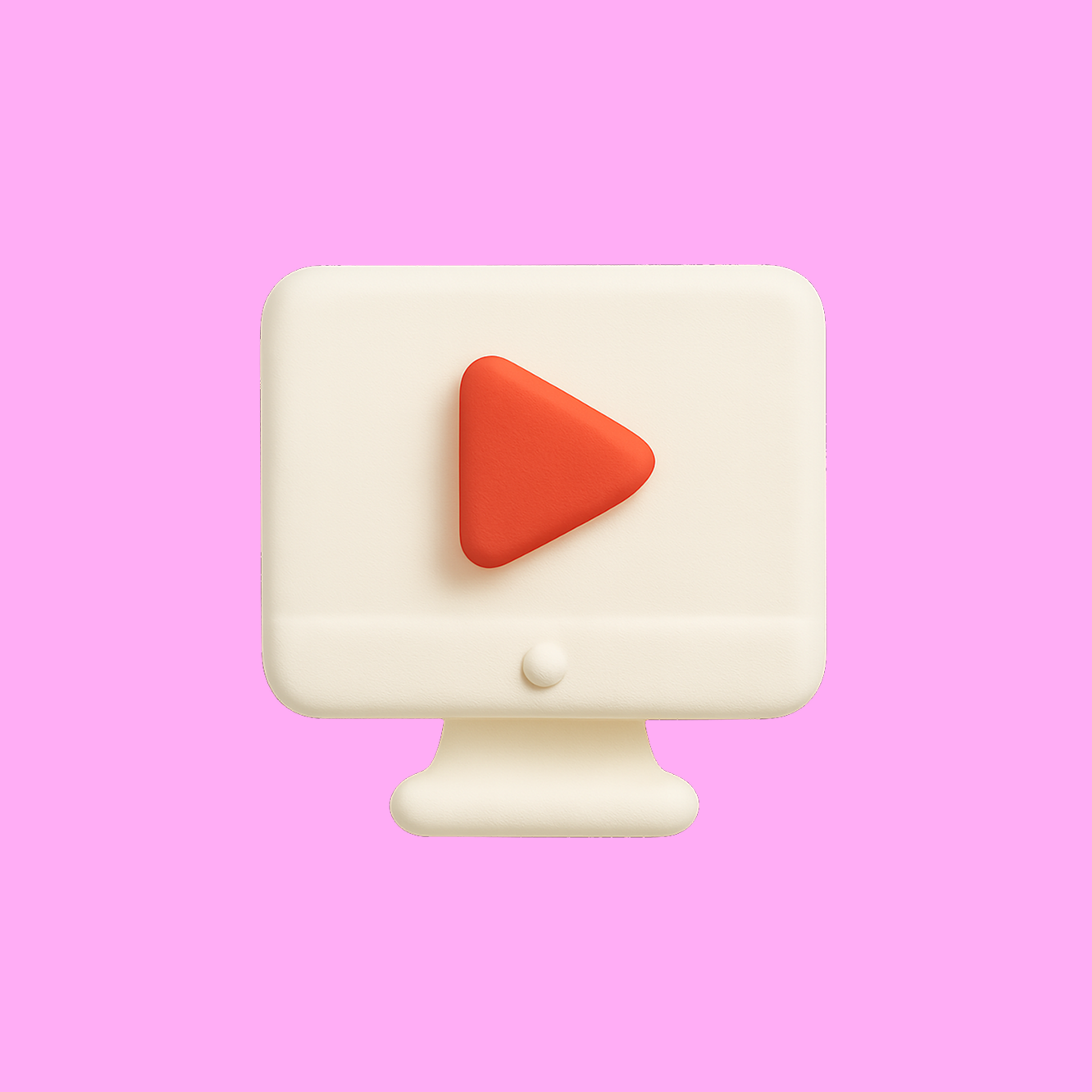 Video play button icon on a computer