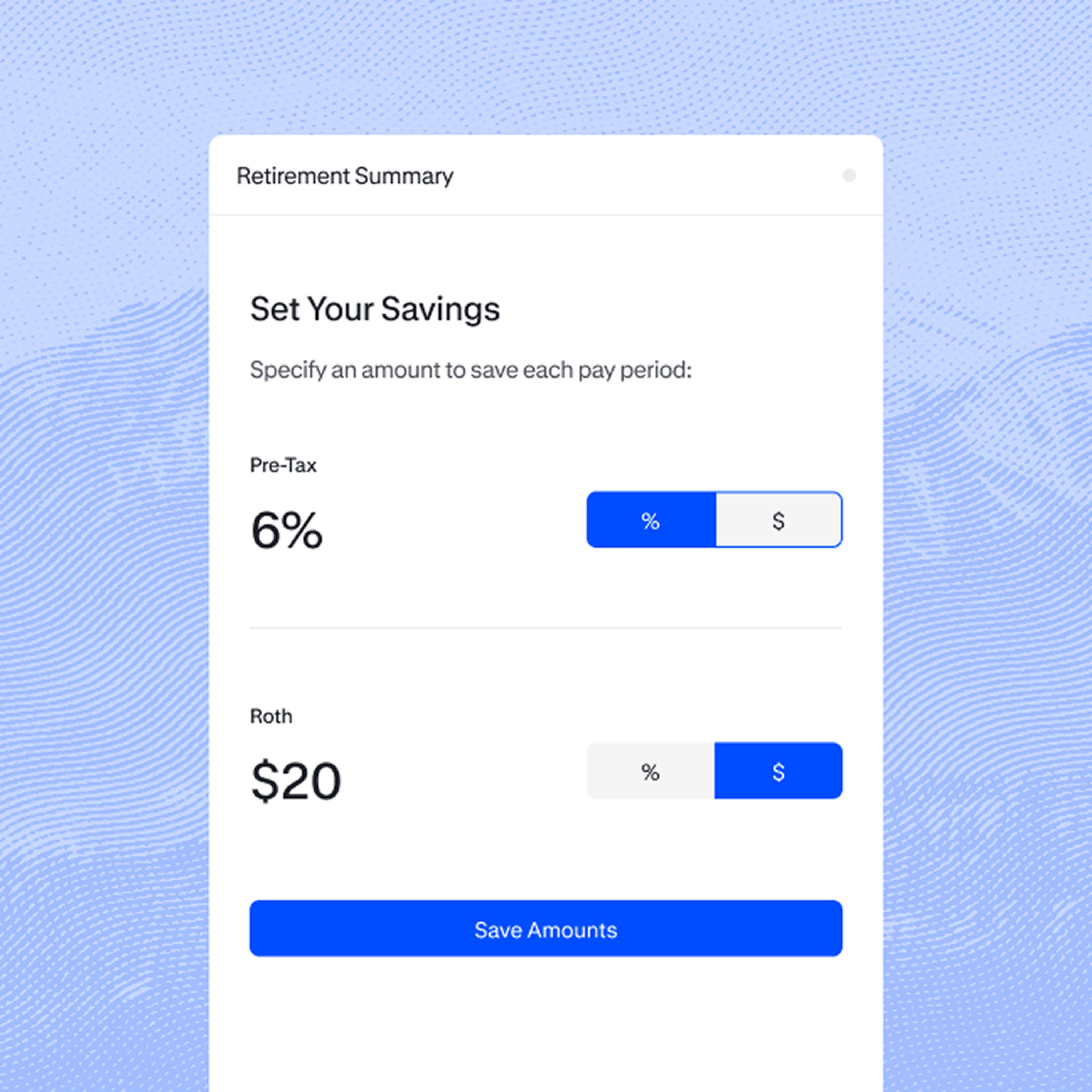 savings rate selection
