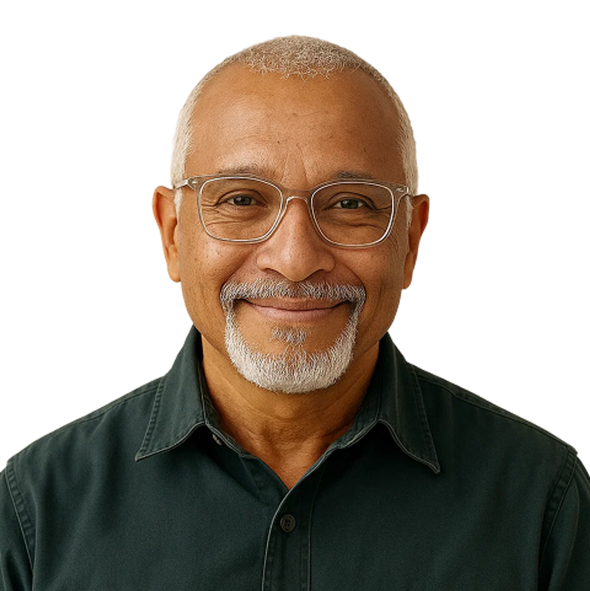 headshot of older man with glasses and polo shirt