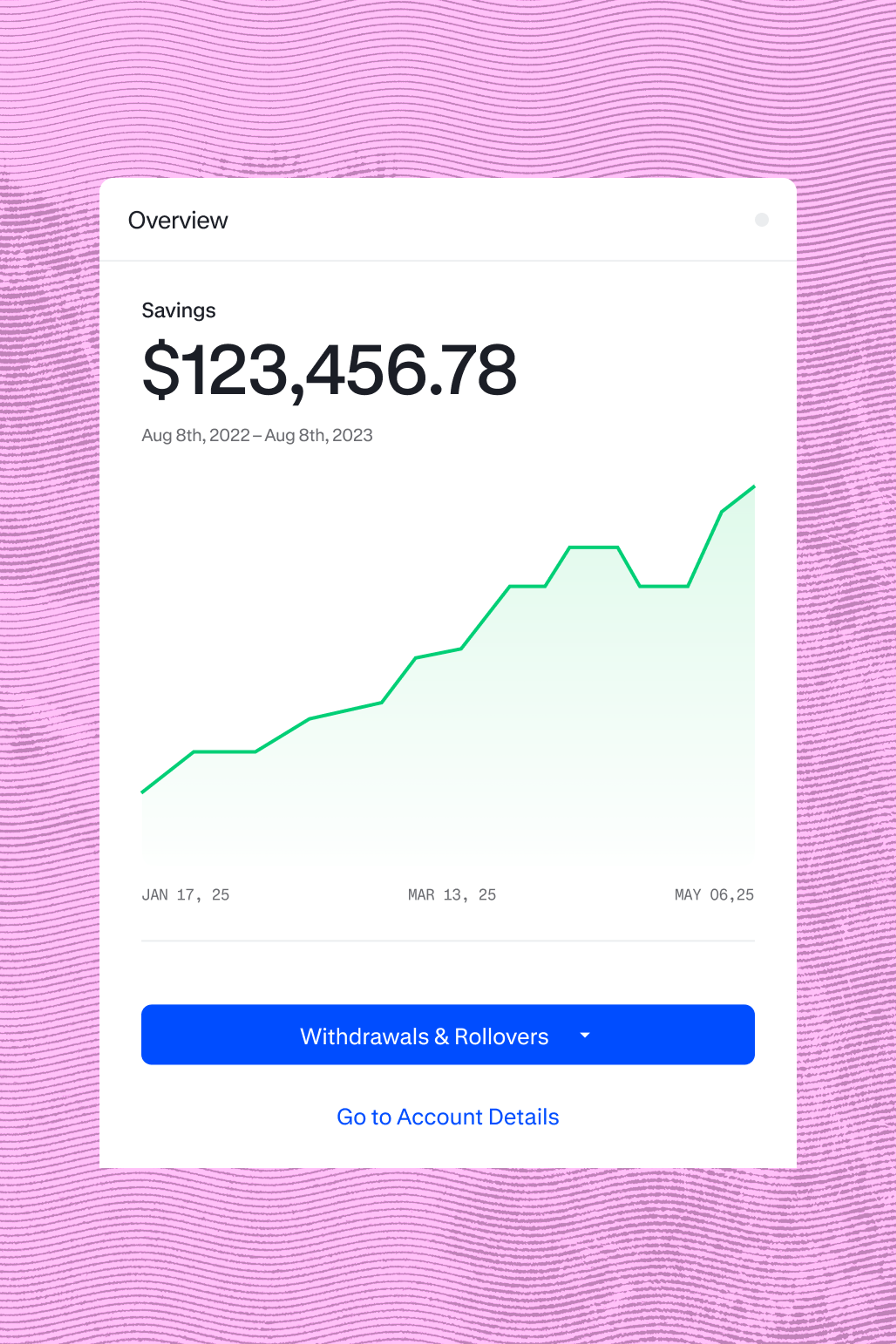 Graphic showing a graph of earnings increasing overall over a period of time.