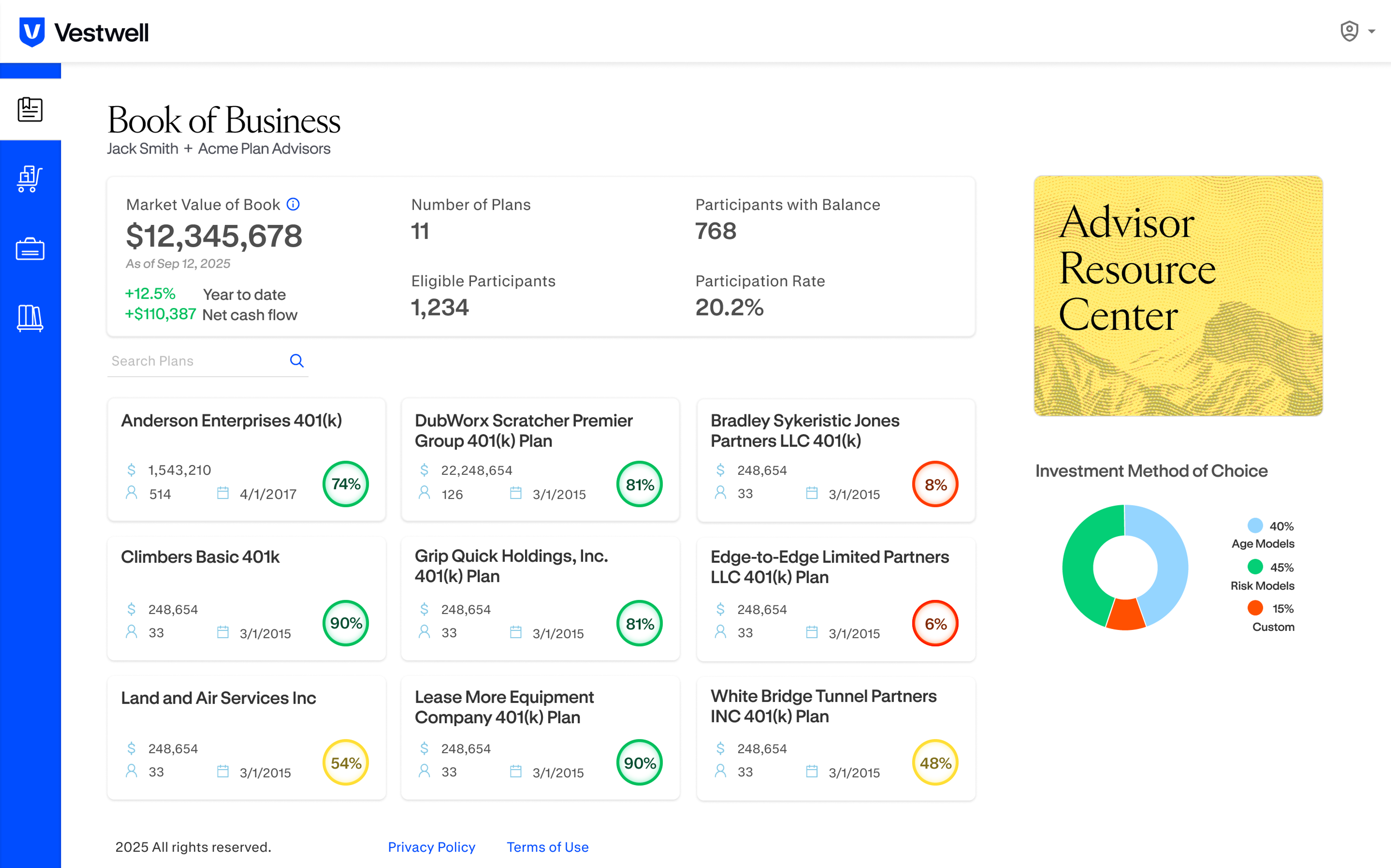 Advisor demo portal screen