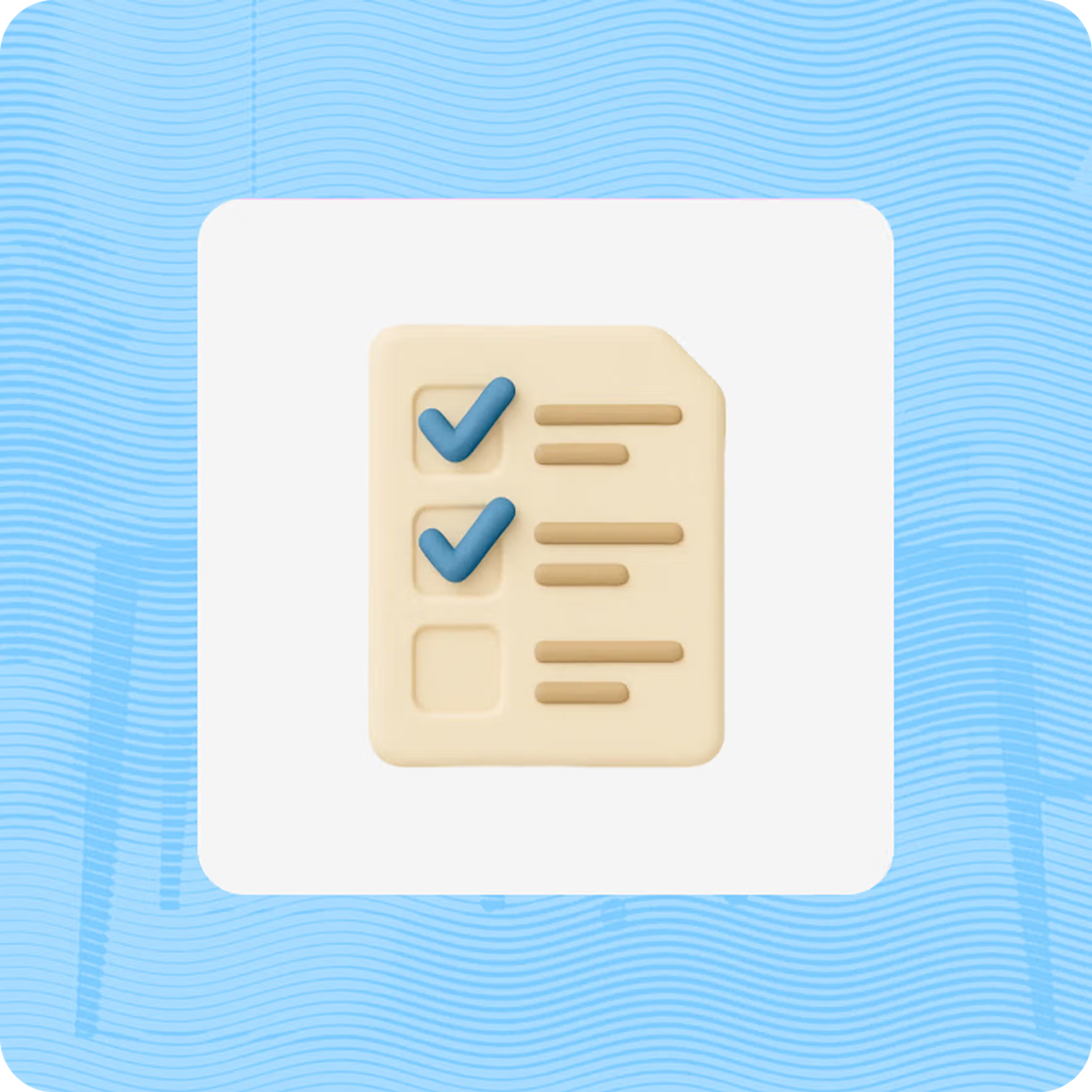 Document with checklist icon floating inside a light blue background