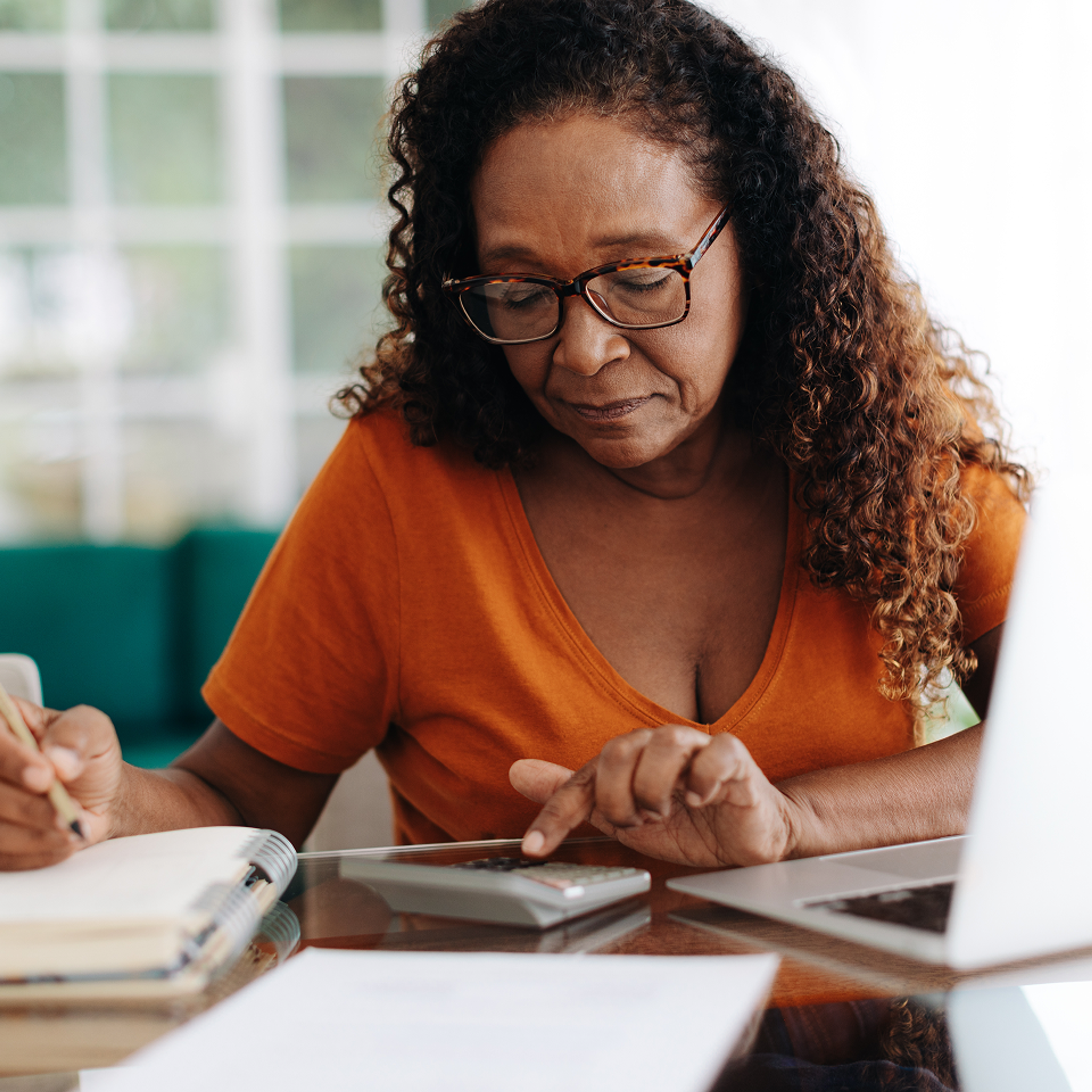 woman with calculator