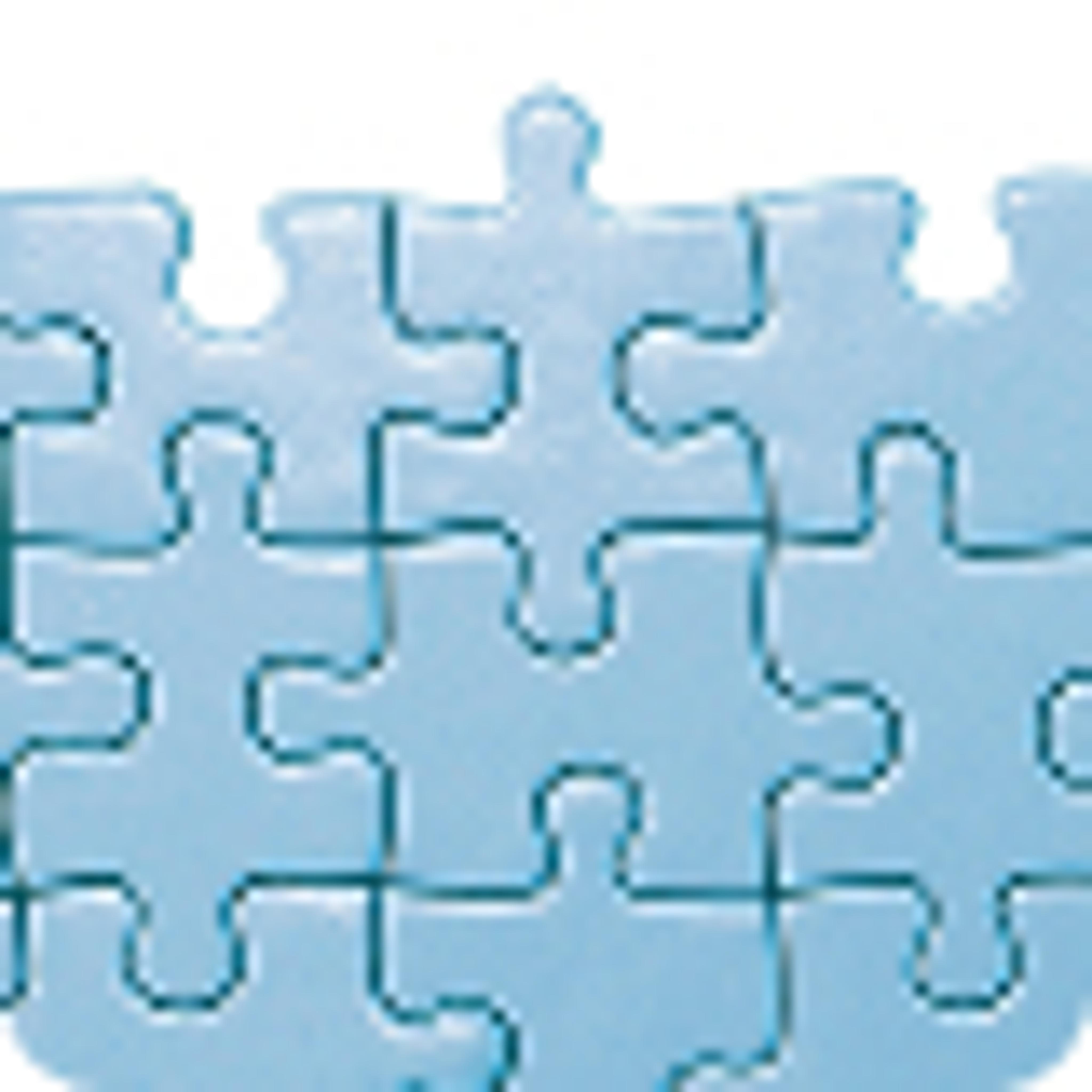Blank blue puzzle pieces interlocking.