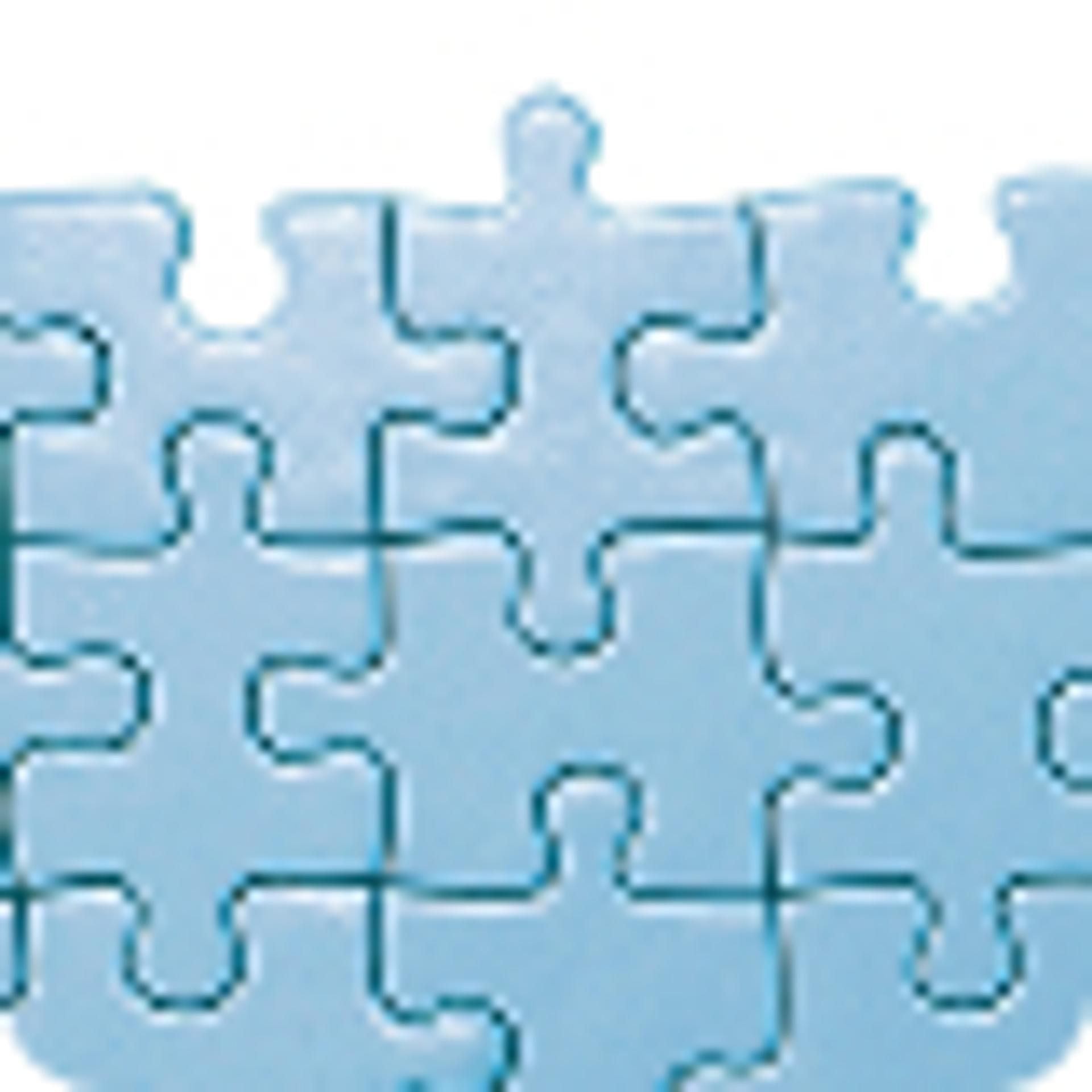 Blank blue puzzle pieces interlocking.