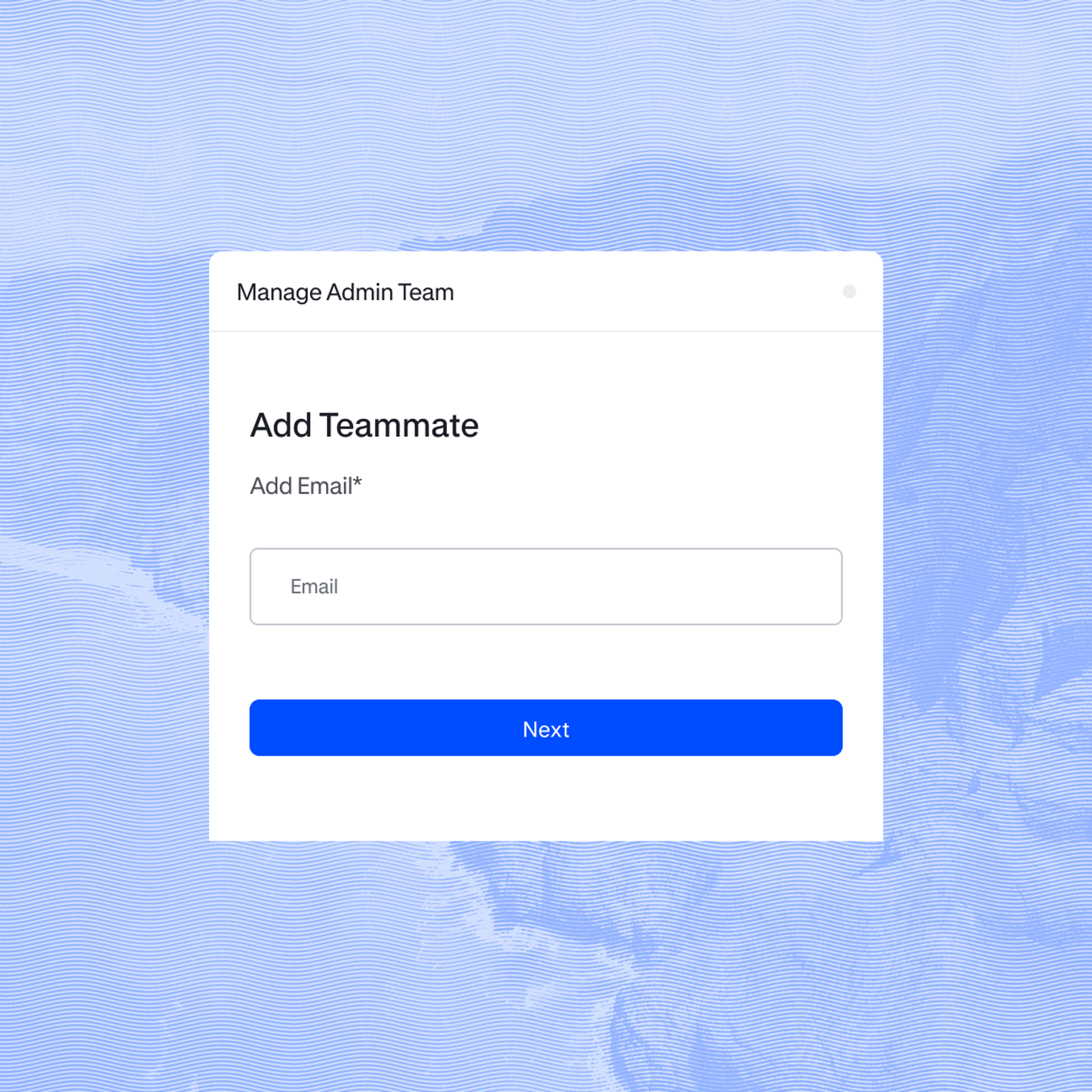 A pop up window showing the option to add a teammate.