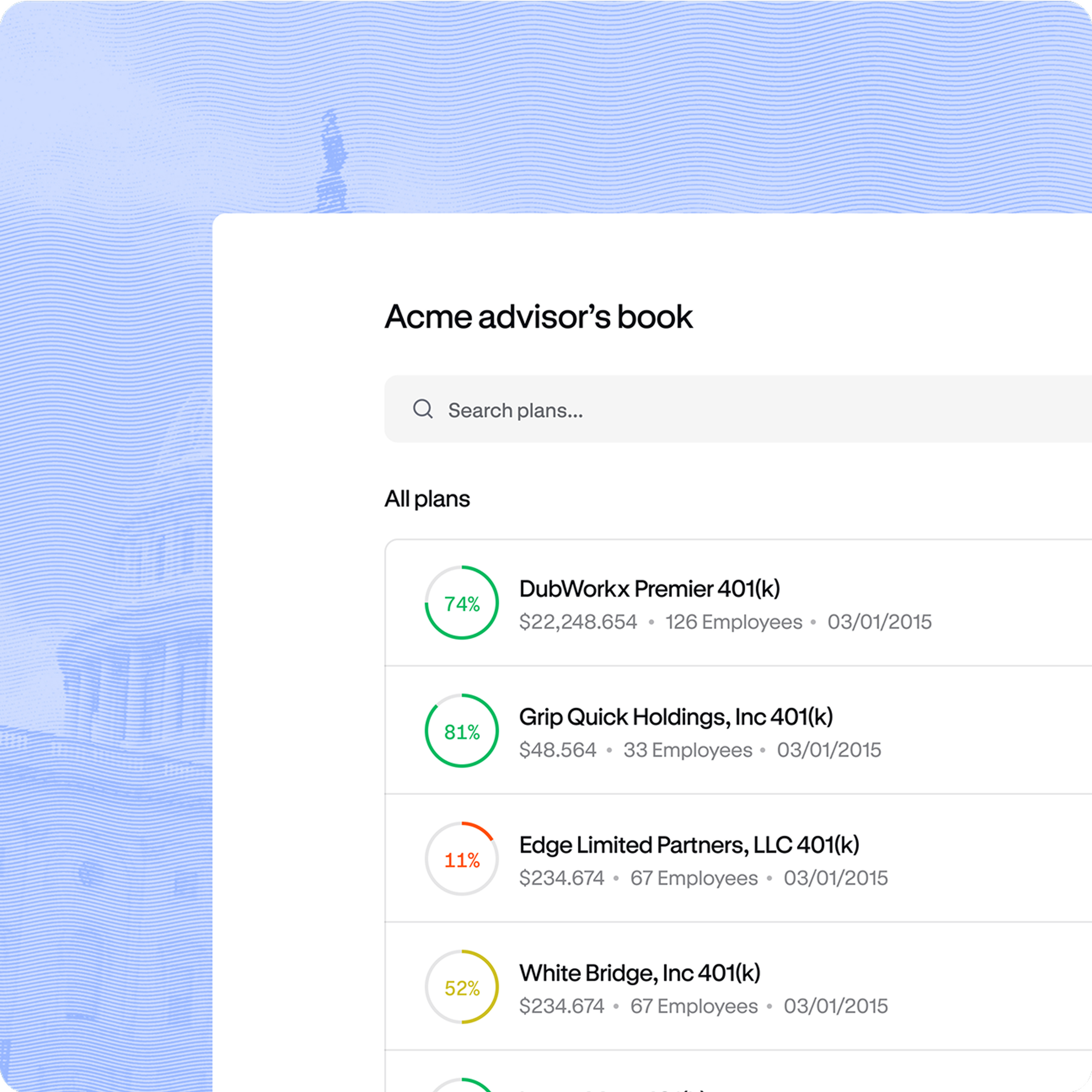 book of business listing plans vertically