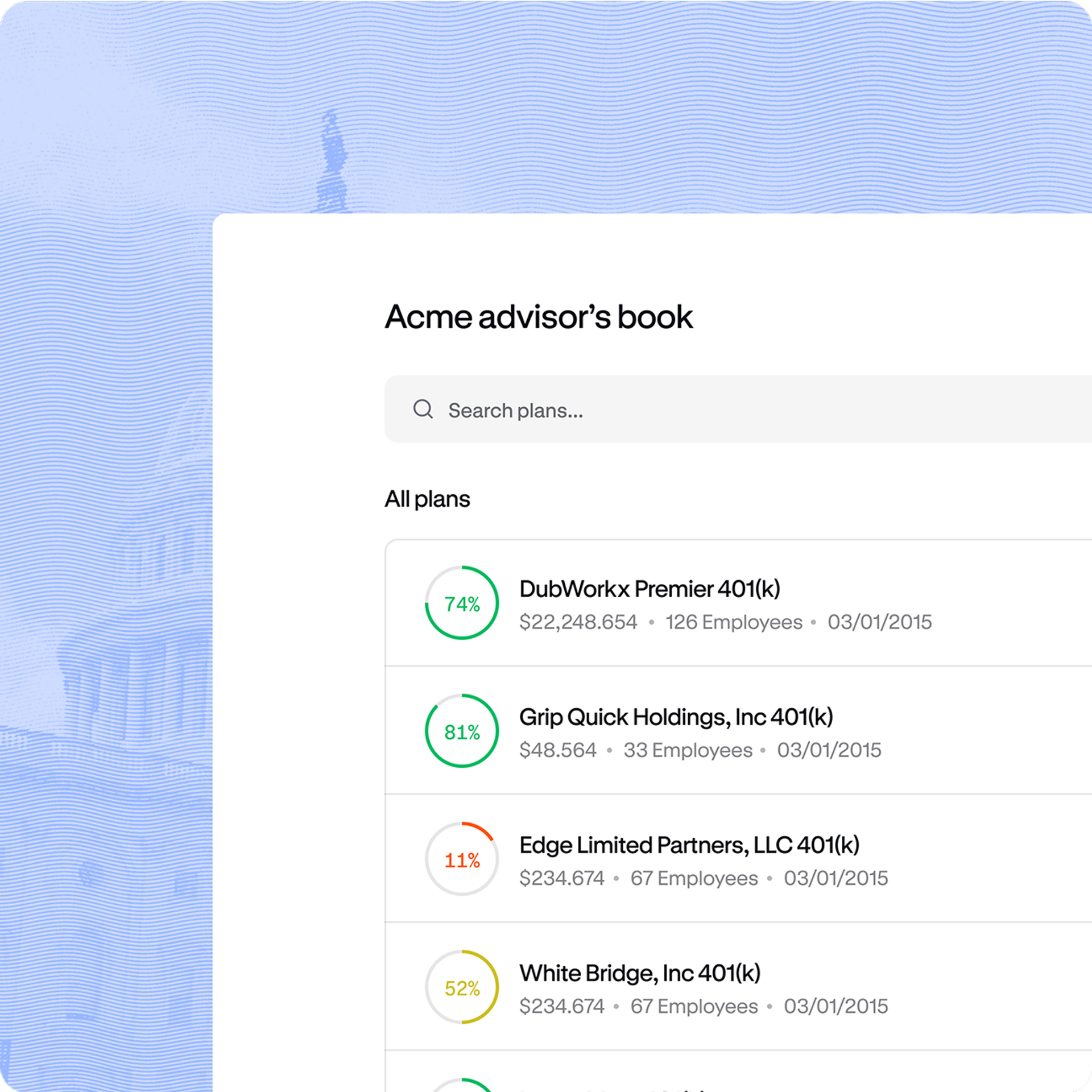 book of business listing plans vertically