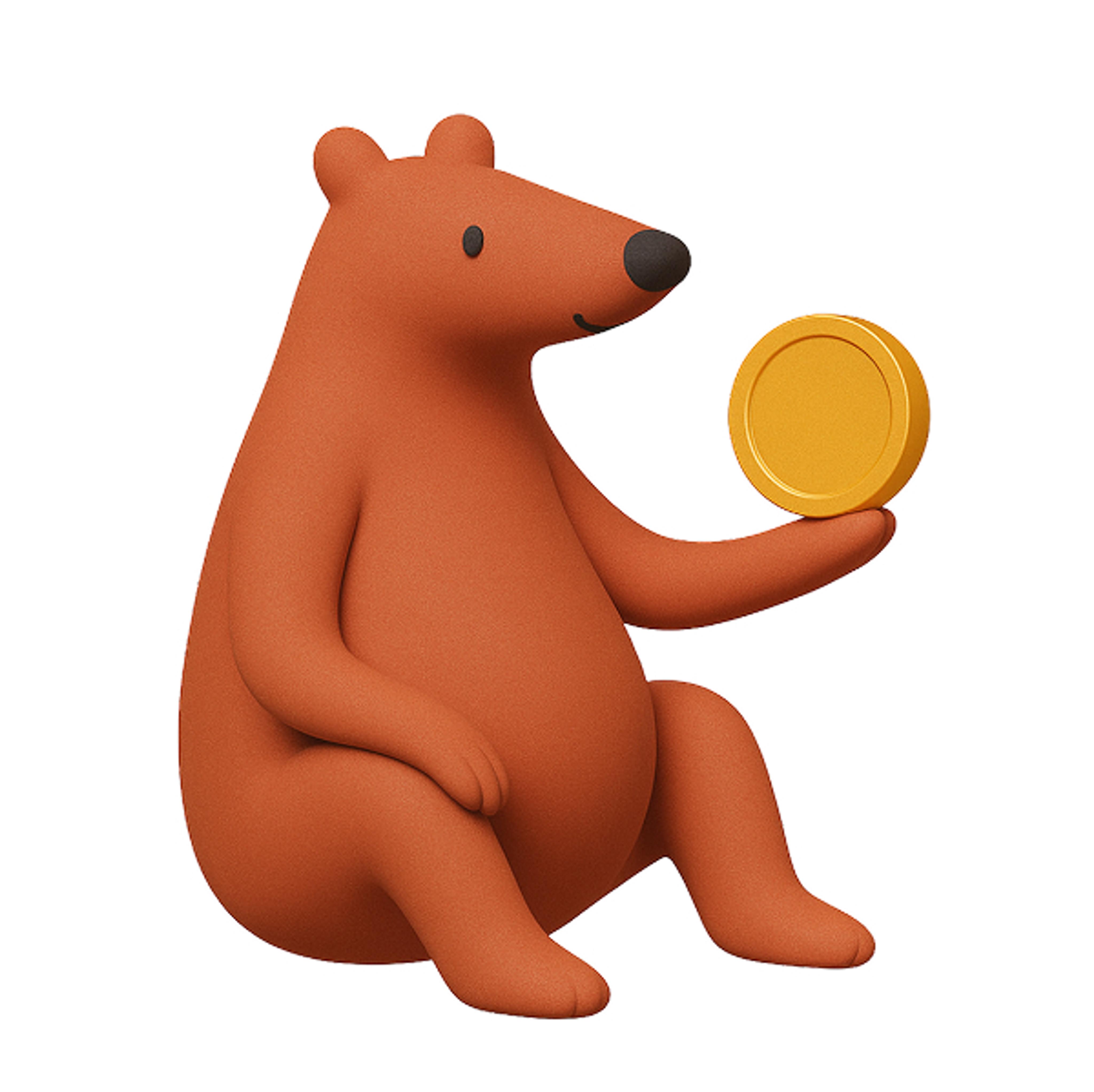 bear holding coin