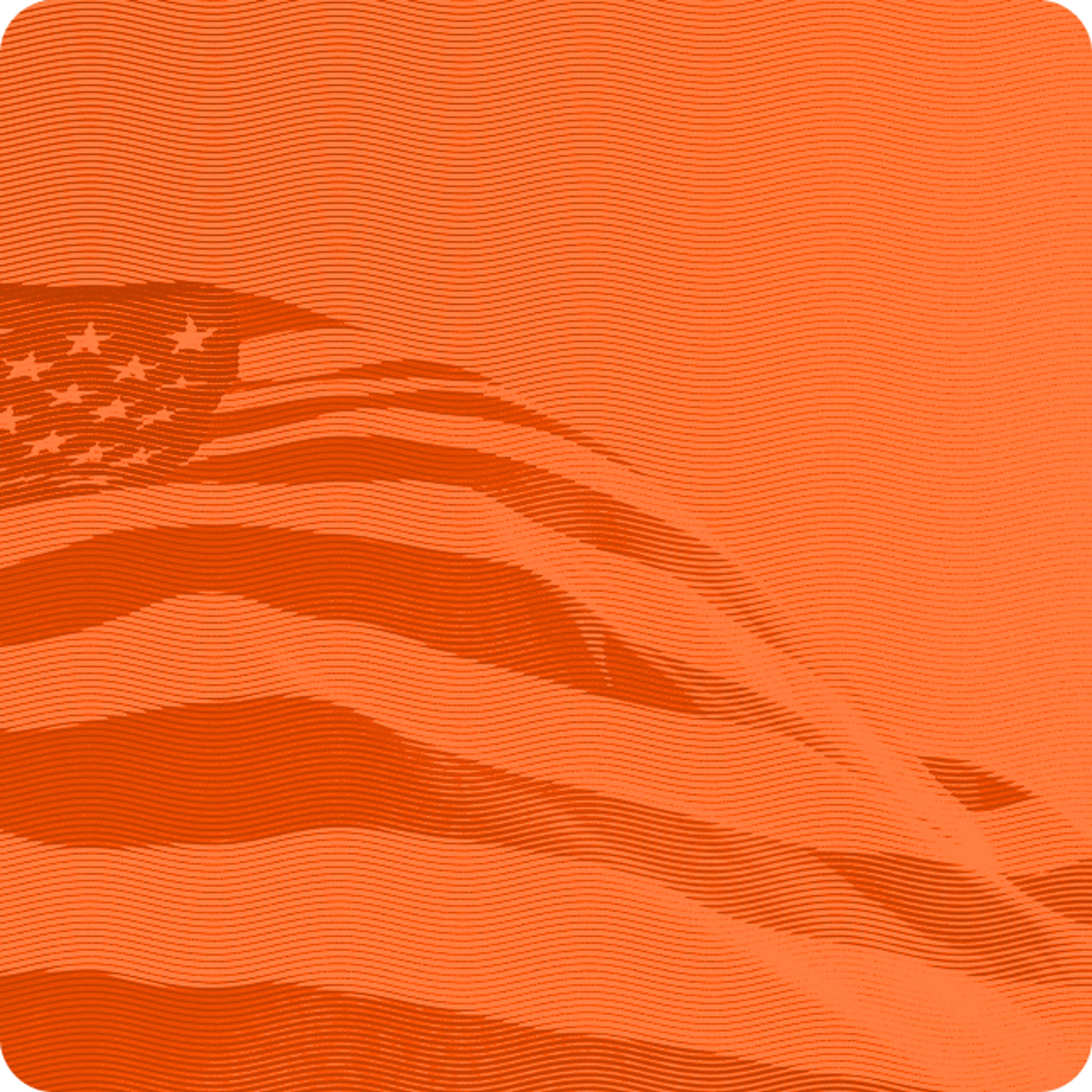 American flag blowing in the wind with a textured orange overlay