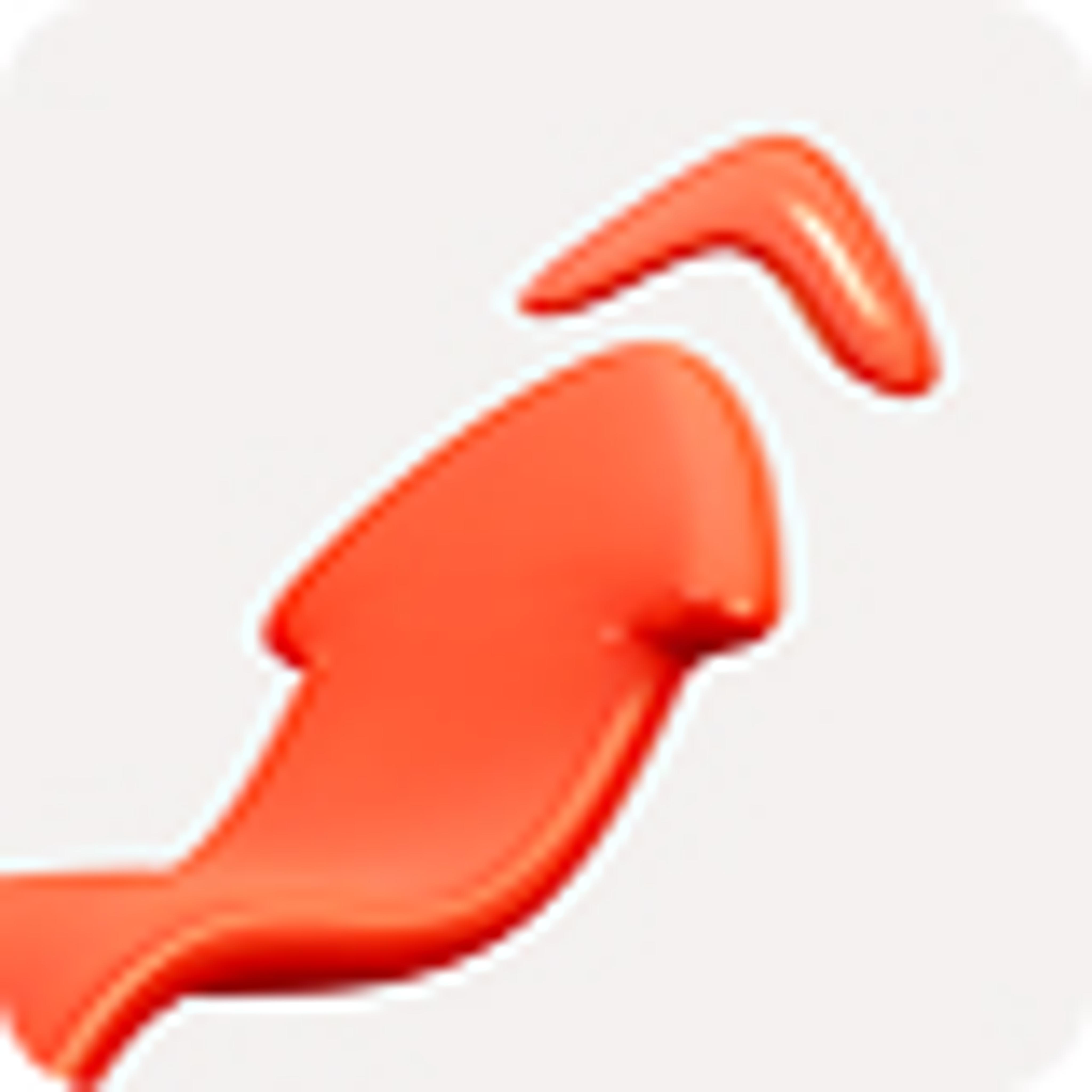 Animated arrow curving as it points upward.