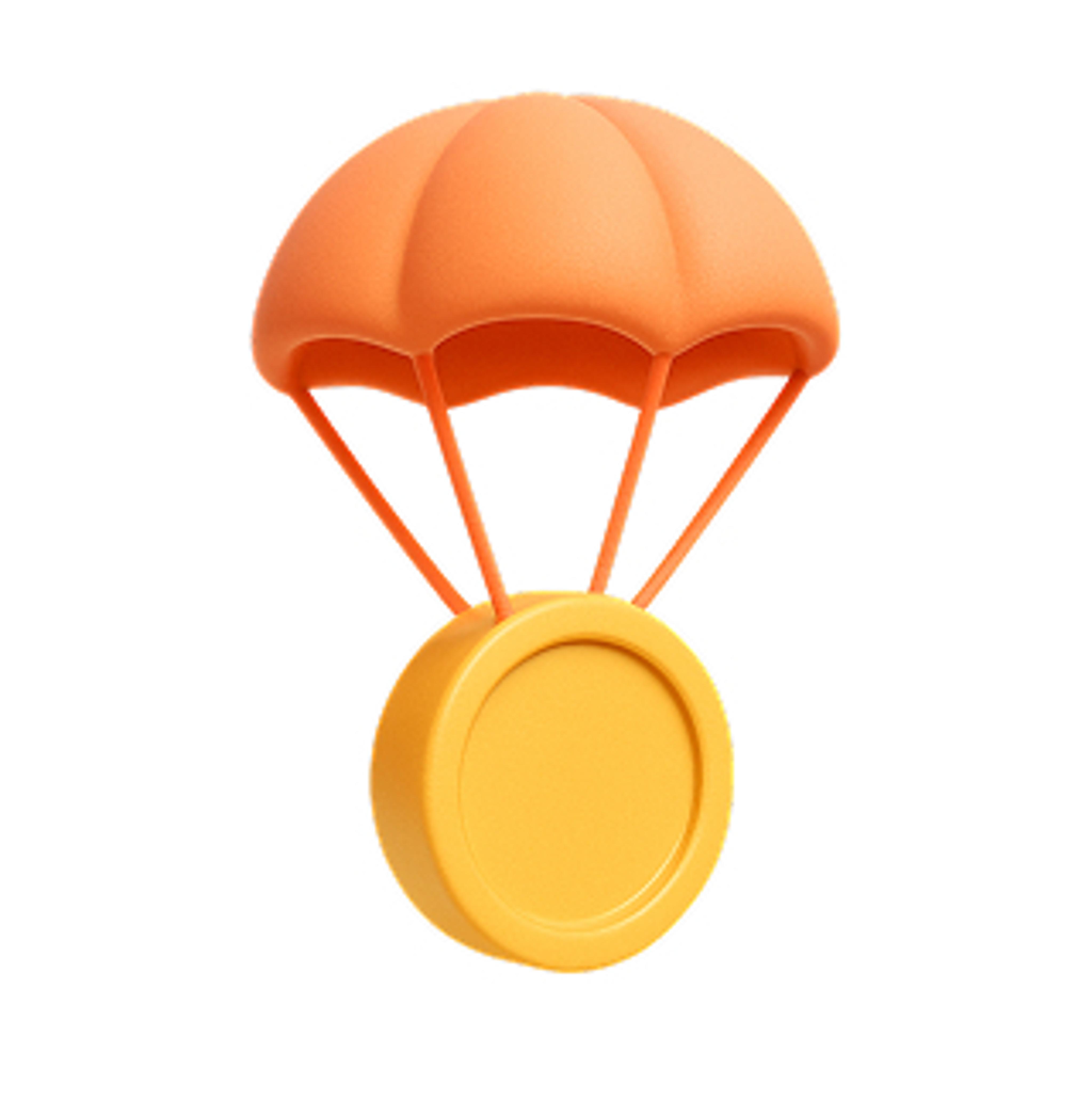 Icon of coin with parachute