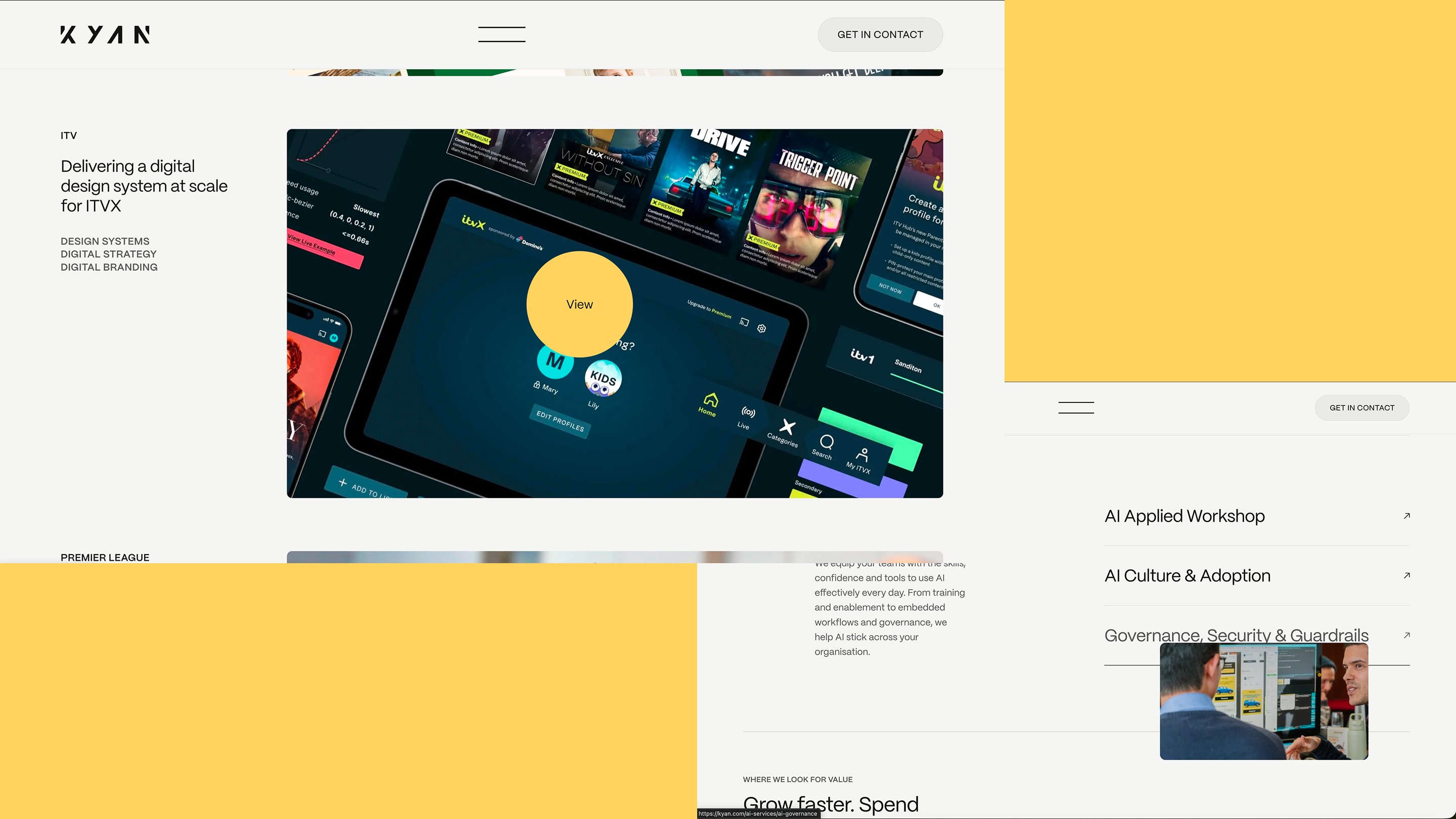 Kyan case study page for ITV's streaming app design system
