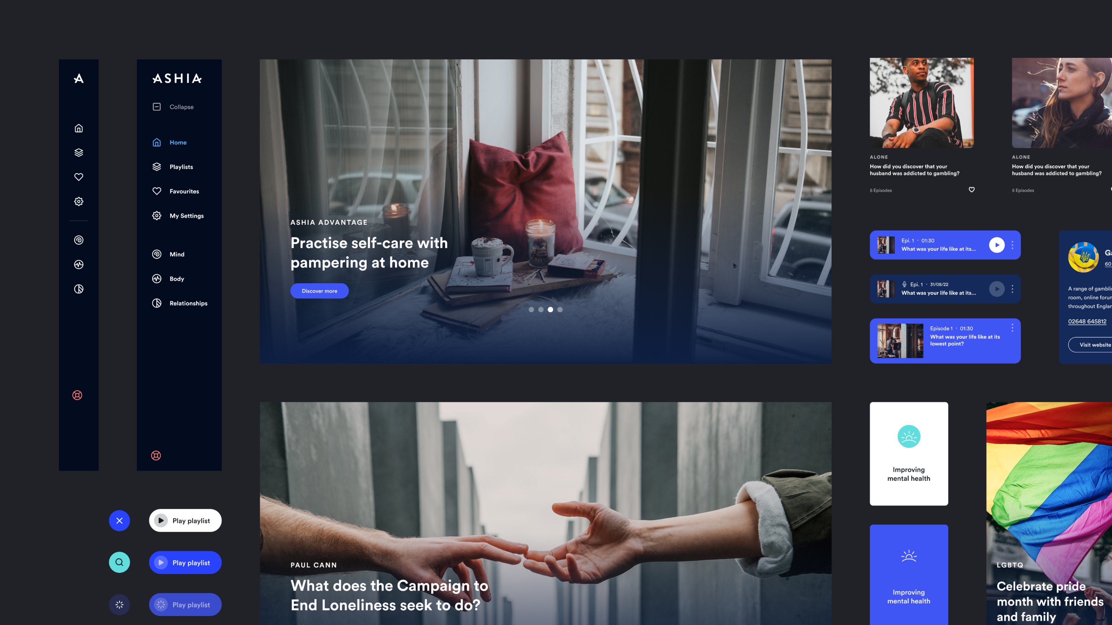 dashboard homepage with nav