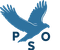 En blå fugl og bokstavene PSO.