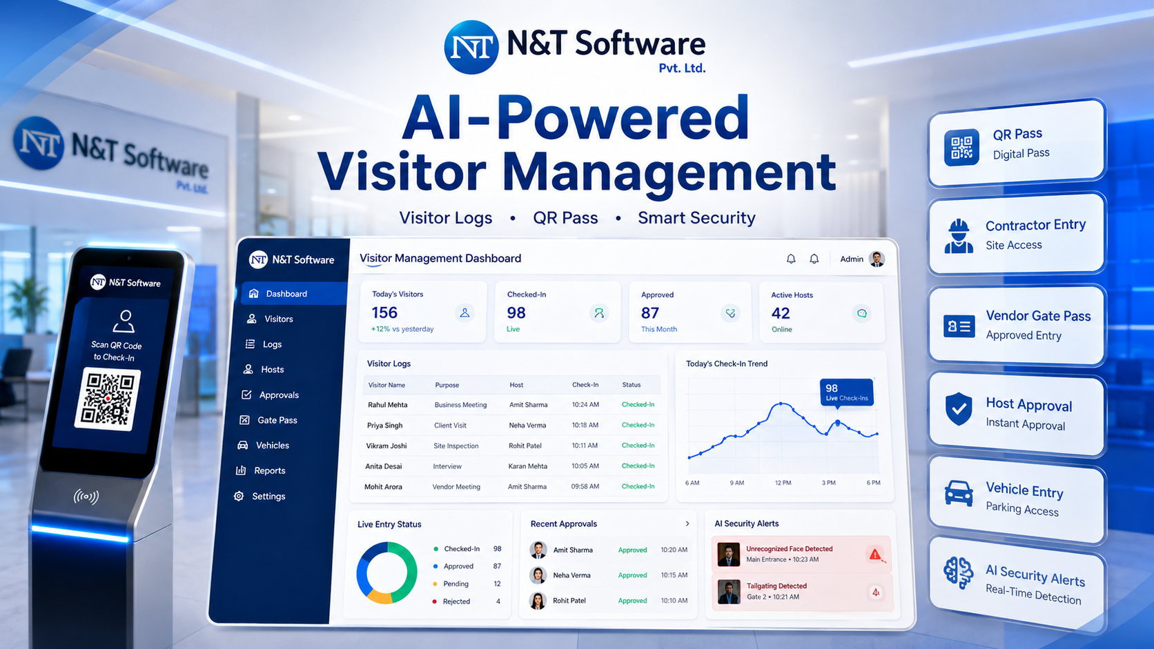 Smart Visitor Management Software: Touchless, Secure & AI-Powered Check-In for Every Industry