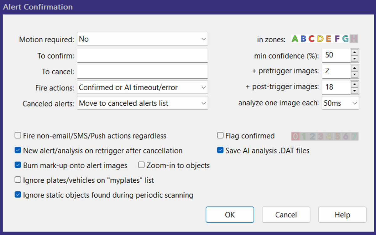 Alert Confirmation Settings